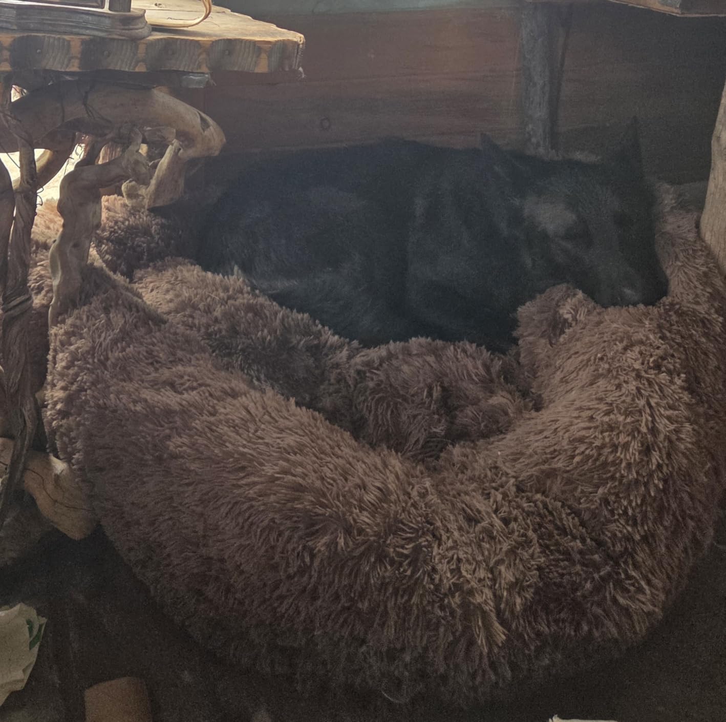 SAVFOX 36 inches Calming Donut Dog Bed - 3X Durable Plush Faux Fur, Machine Washable & Non-Slip, Fits up to 100 lbs, Light Grey customer photo 2