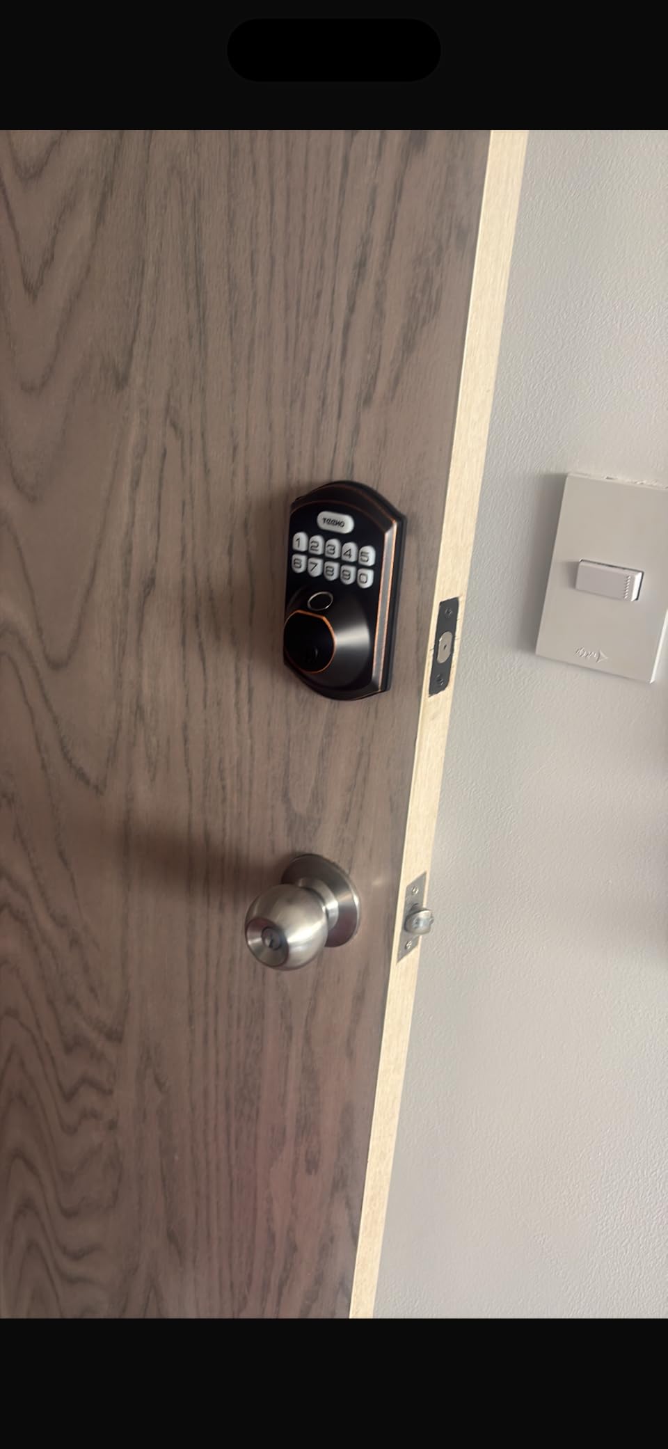 TEEHO TE002 Fingerprint Deadbolt with Keypad for Front Door, Matte Black customer photo 2