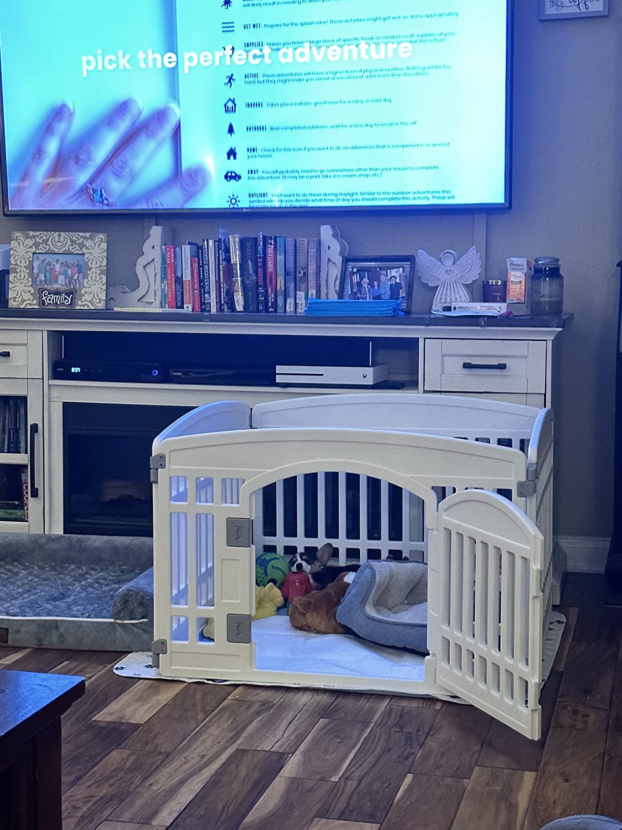Pet Playpen for Dogs Heavy Plastic Puppy Exercise Pen Indoor Outdoor Small Pets Fence Puppies Folding Cage 6 Panels for Puppies and Small Dogs House Supplies (White 6*Panel) customer photo 1