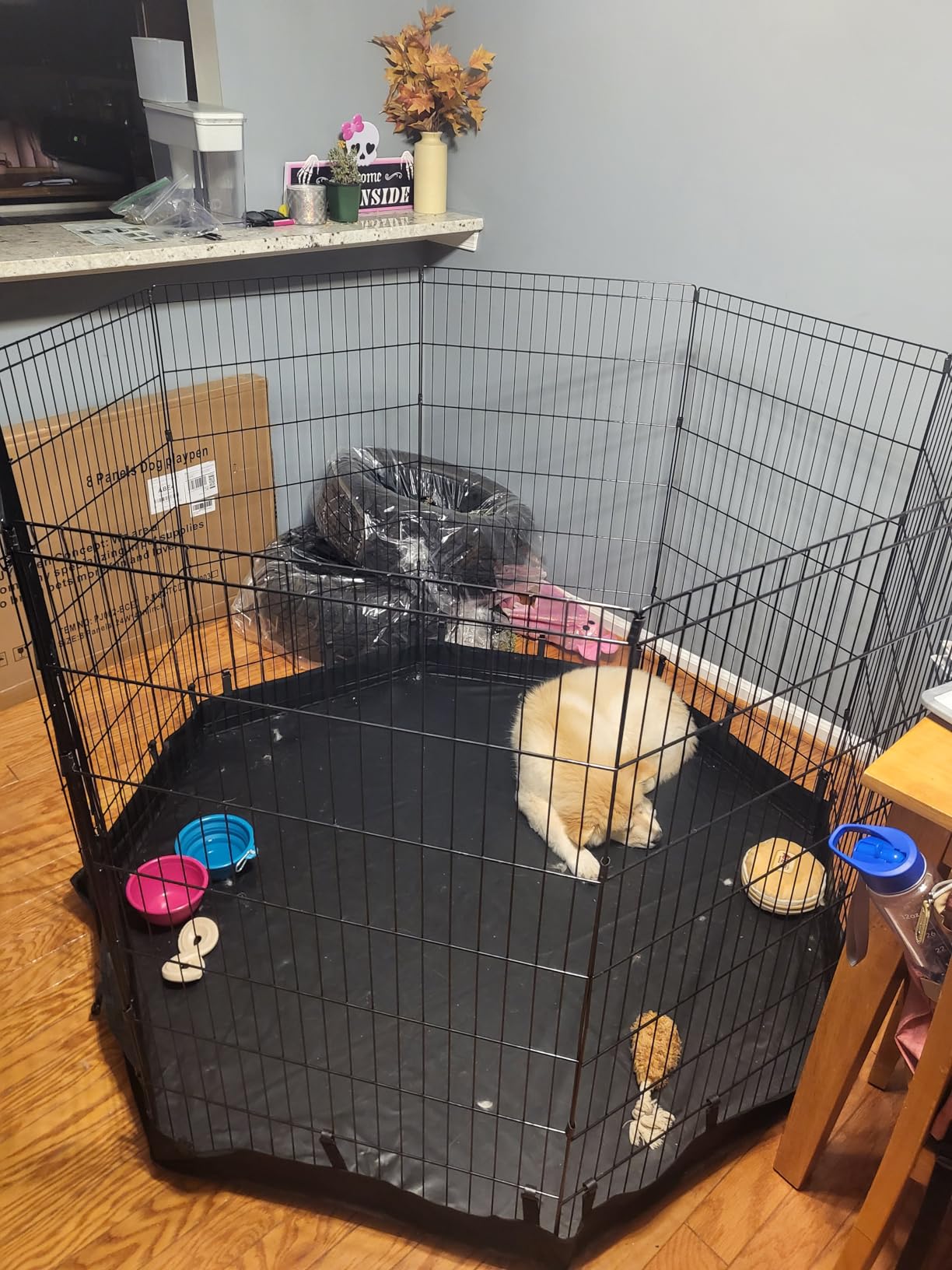 PJYuCien Puppy Playpen with Bottom Pad and Door, 8 Panels 24