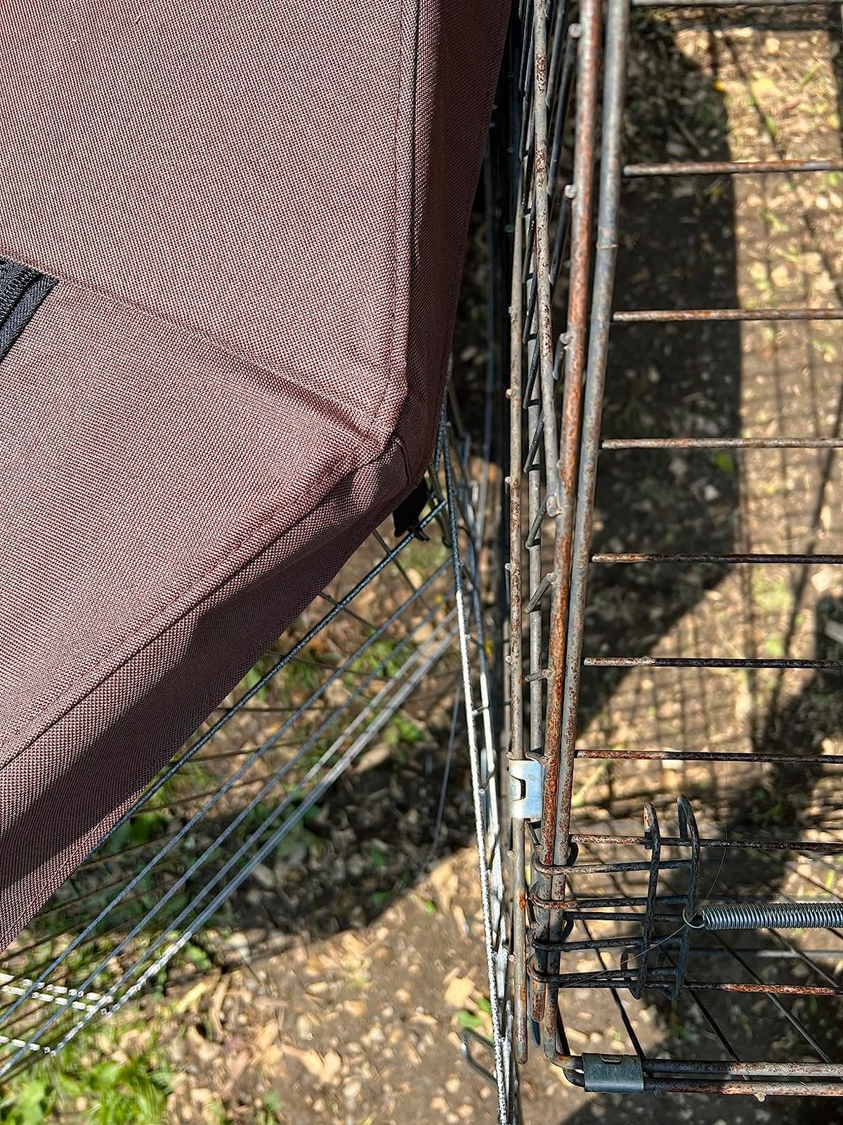 NEZUC Foldable Metal Dog Exercise Playpen Gate Fence Dog Crate 8 Panels 24 Inch Height Puppy Kennels with Top Cover/Bottom Pad for Animals Outdoor Indoor (Playpen+Top Cover, Brown, 24