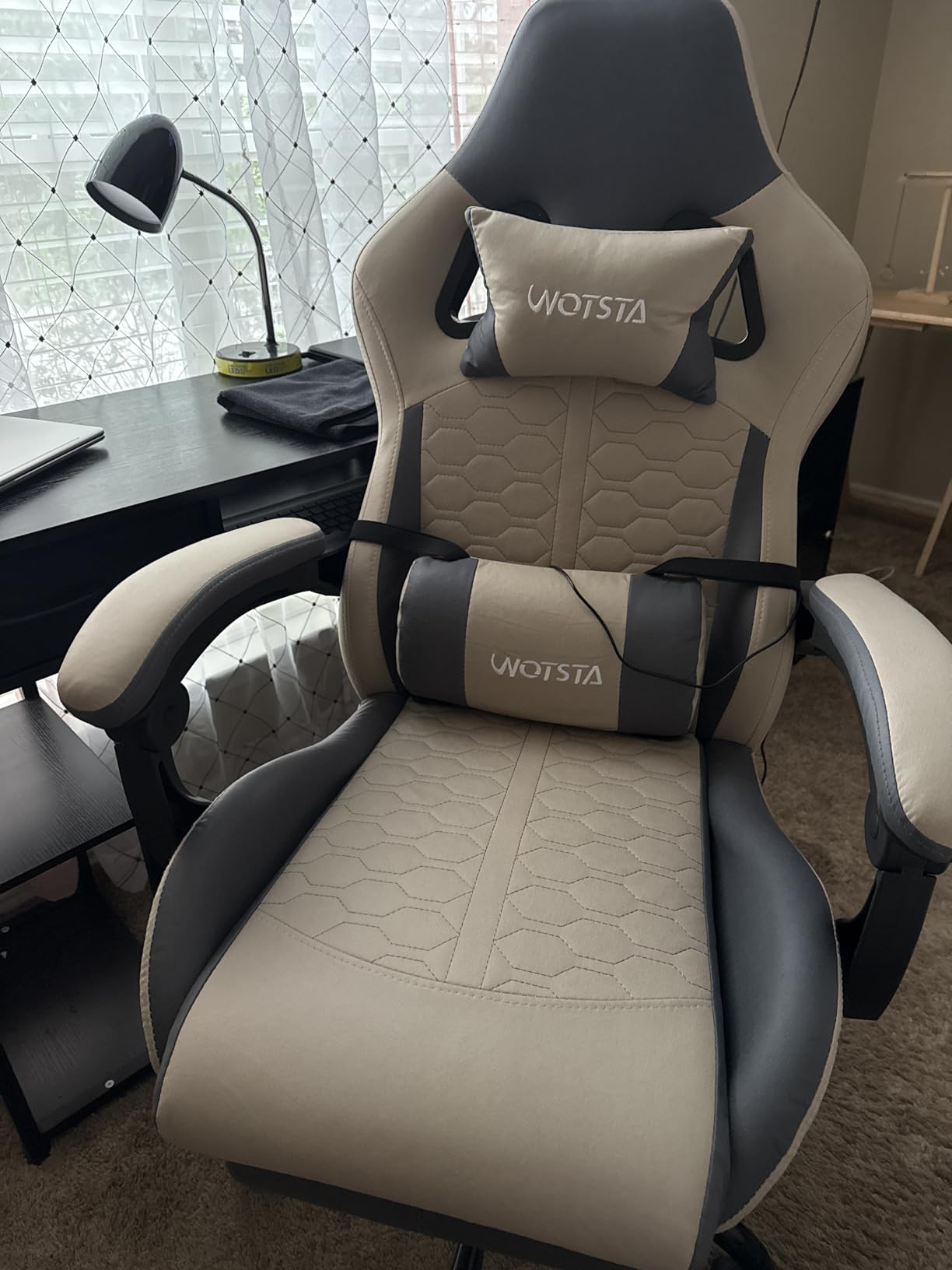 Gaming Chair with Massage,Ergonomic PC Gaming Chair with Footrest Comfortable Headrest and Lumbar Support, High Back, 300LBS (Grey) customer photo 2