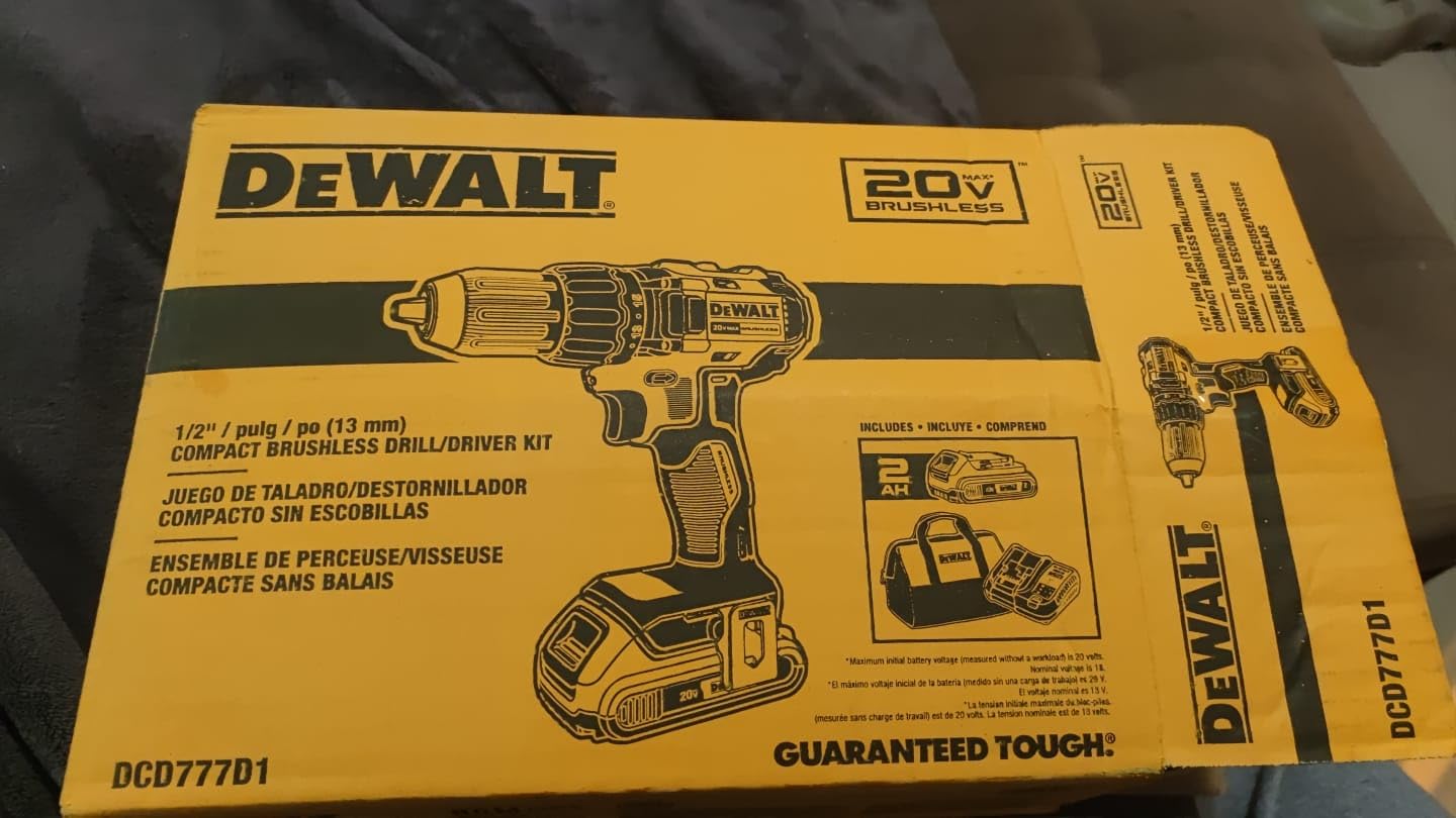 DEWALT 20V MAX Cordless Drill Driver Set, Electric Drill, Brushless 1/2 In 2 Speed, 2.0 Ah Battery and Charger Included, LED Light (DCD777D1) customer photo 2