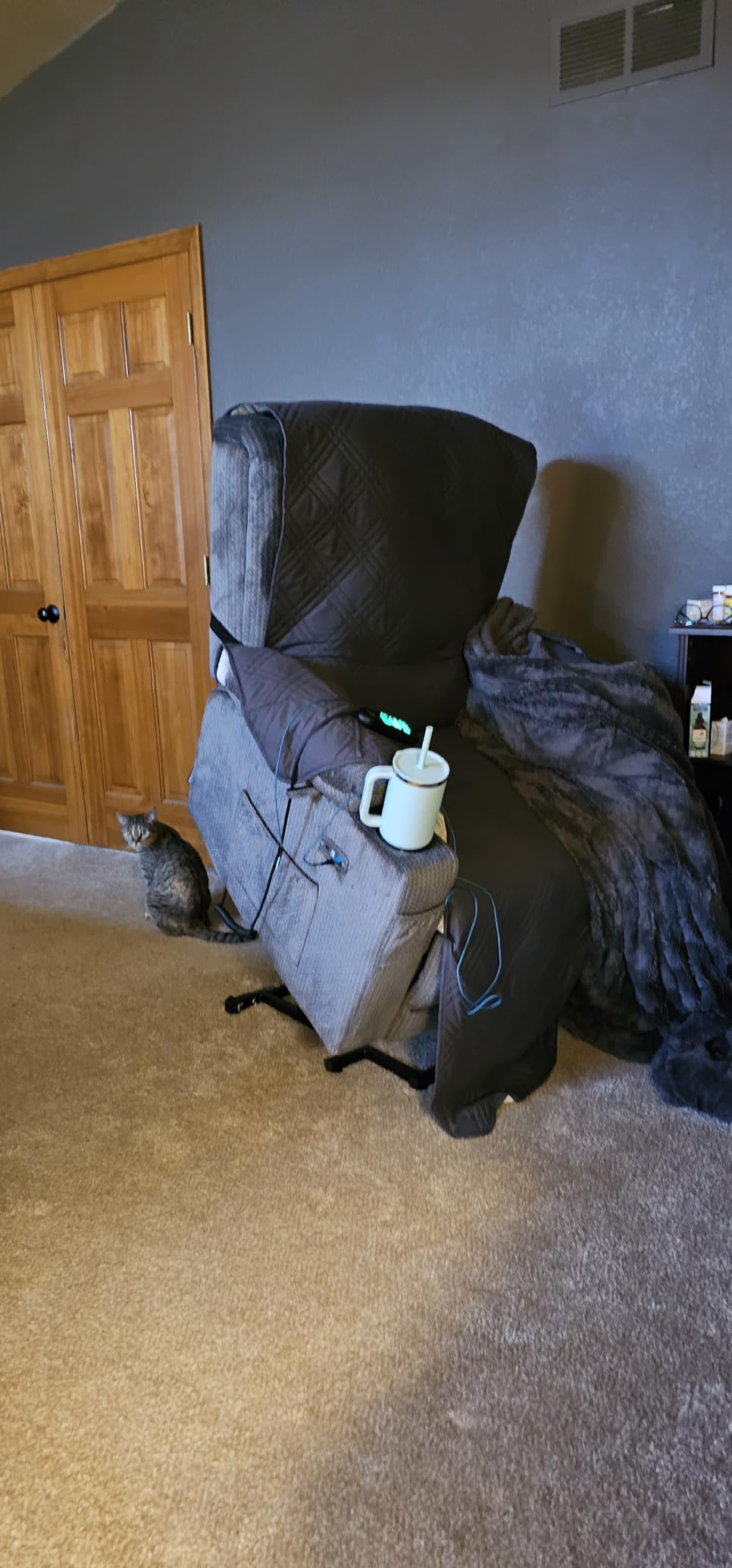 MCombo Triple Motor Power Lift Recliner, Fabric 7661(Navy Blue, Medium) customer photo 2