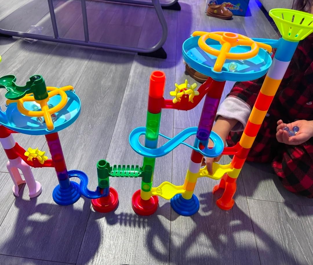 MaxTronic Marble Run Toy, 110pcs Marble Maze Kit STEM Educational Learning Toy for Kids, Mable Race Construction Railway Building Blocks with 60 Marbles Birthday Gift for Boys Girls 3-12 Years Old customer photo 2