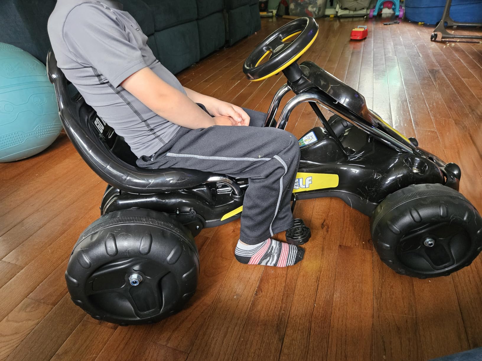 Go Kart for Kids - 4-Wheel Pedal Car with Racing Decals - Indoor/Outdoor Ride on Toys for Boys and Girls Ages 3-7 by Lil’ Rider (Black) customer photo 1