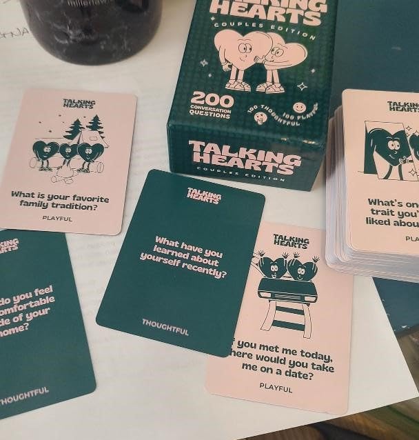 Talking Hearts Conversation Cards - Couple Card Game for Date Nights & Travel Adventures | Great Gift for Couples - 200 Questions & 2 Wild Cards customer photo 1