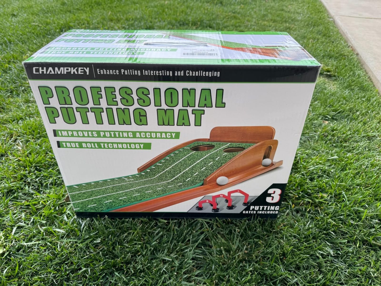 CHAMPKEY Premium Golf Putting Green Indoor with 3 Golf Putting Gates - Improves Putting Accuracy and Skill Levels Golf Putting Mat - Ideal for Indoor and Outdoor Training customer photo 2