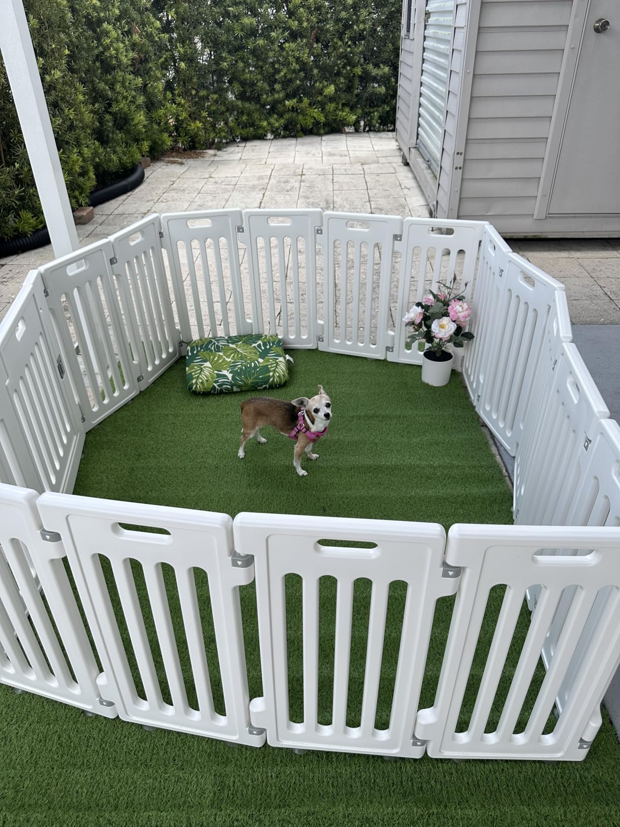 BIRDROCK HOME Pet Playpen with Door | 12 Panel | Strong Plastic | Puppy Safety Fence Pen Playpen | Non-Slip and Secure Dog Gate | White customer photo 1