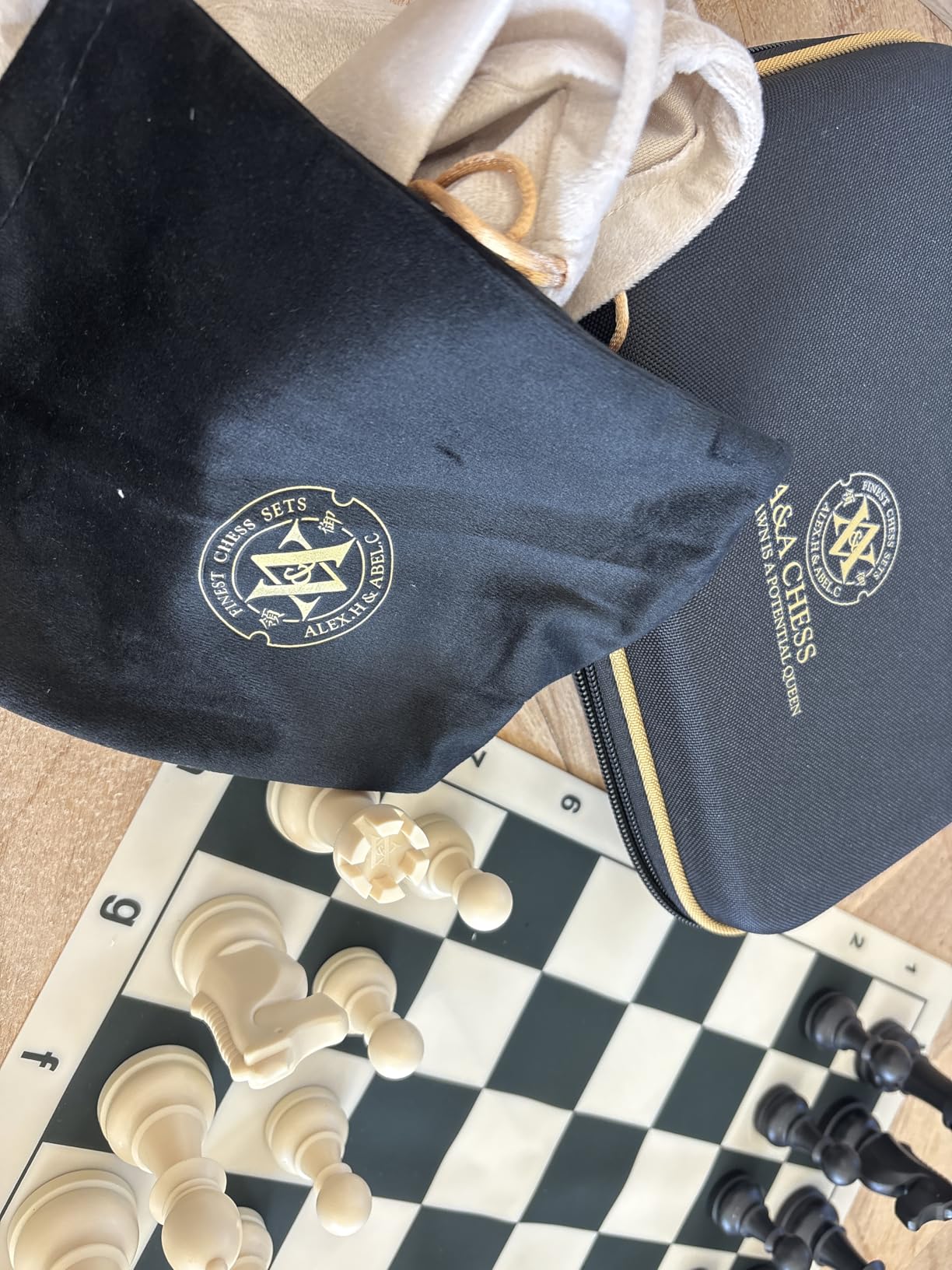 A&A Chess Set for Beginner - 15''x15'' Foldable Silicone Chess Board and 3.25'' King Height Weighted Plastic Pieces with Carrying Case for Travel customer photo 2