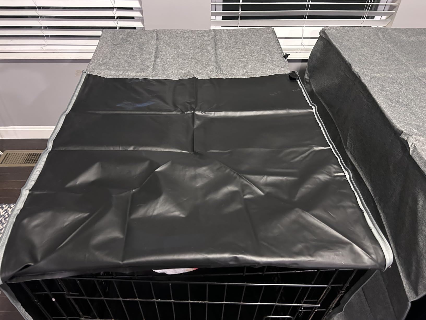 Akinerri Dog Crate Cover, Double Door Waterproof Kennel Cover, 42 in Grey | Heavy Duty Dog Crate Cover for Indoor/Outdoor, 600D Polyester Wire Dog Cage Covers, Protective Light Blocking customer photo 2