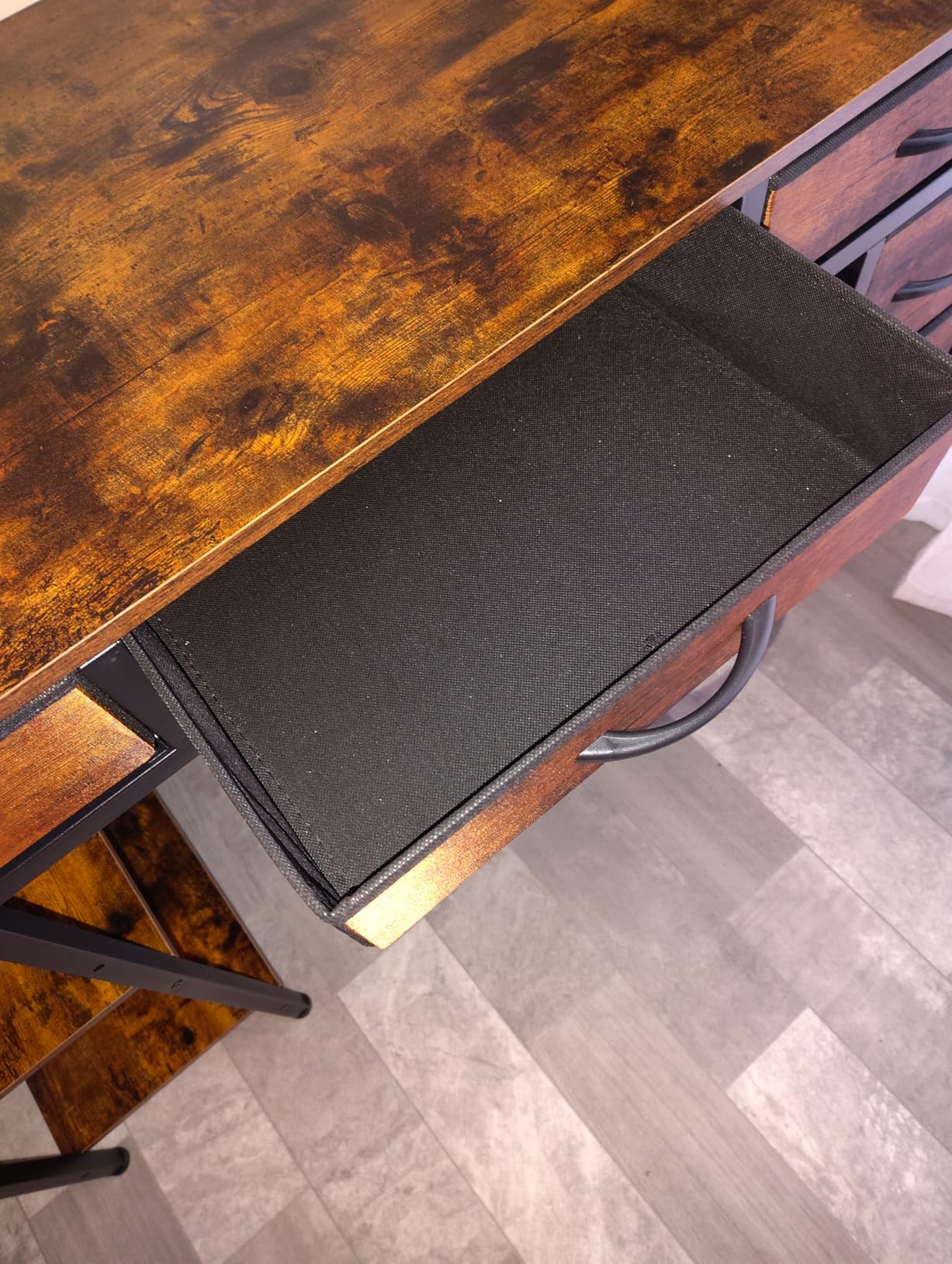 Huuger Computer Desk with 6 Drawers, Office Desk with Shelves, Reversible Gaming Desk, Corner Desk with Storage, Work for Home Office, Study, Living Room, 47inch, Rustic Brown customer photo 1
