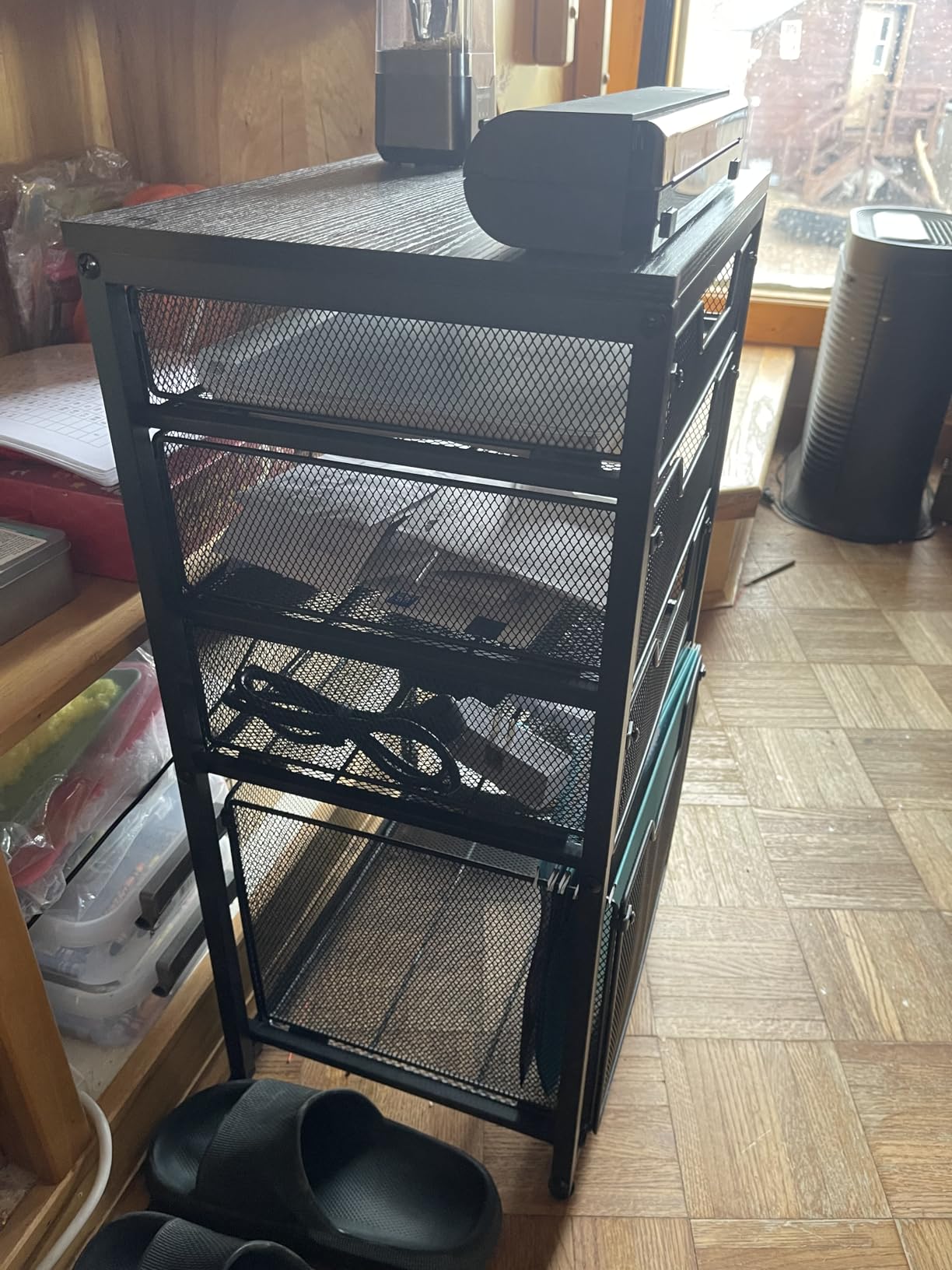 Sbanmao Rolling File Cart with 4 Storage Drawers, Mobile File Cabinet with Wheels, Hanging File Organizer, Under Desk Printer Stand Utility Cart Filing Cabinet for Home Office, Black customer photo 1