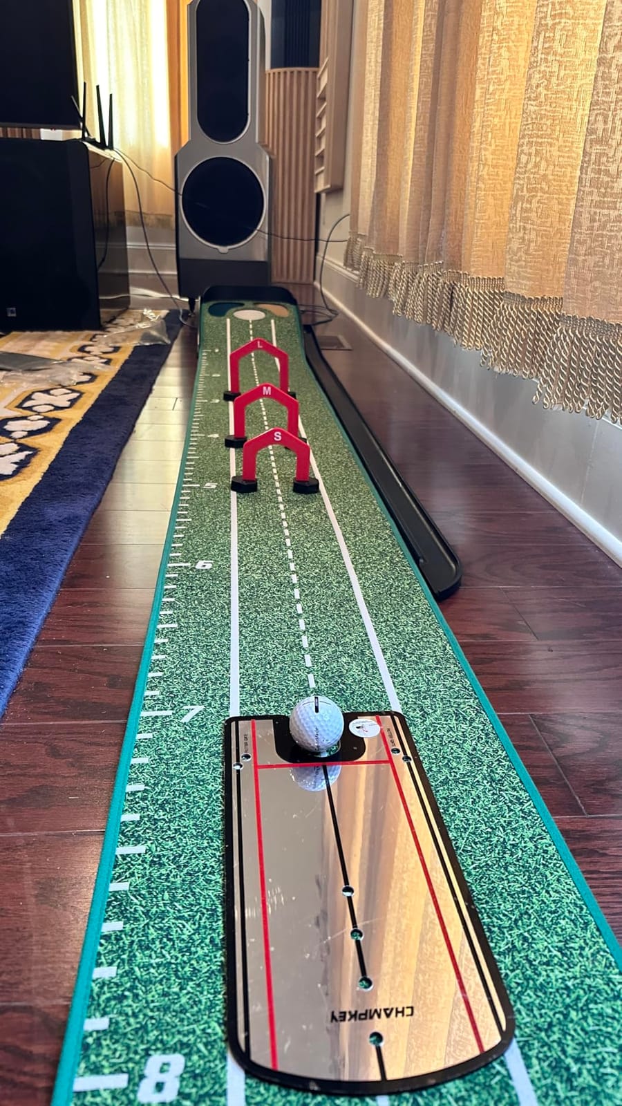 CHAMPKEY Water & Bunker Hazard Golf Putting Green Come with Gates and Mirror - Progressive Slope Tech and Noise Reduction Tech Golf Putting Mat customer photo 1