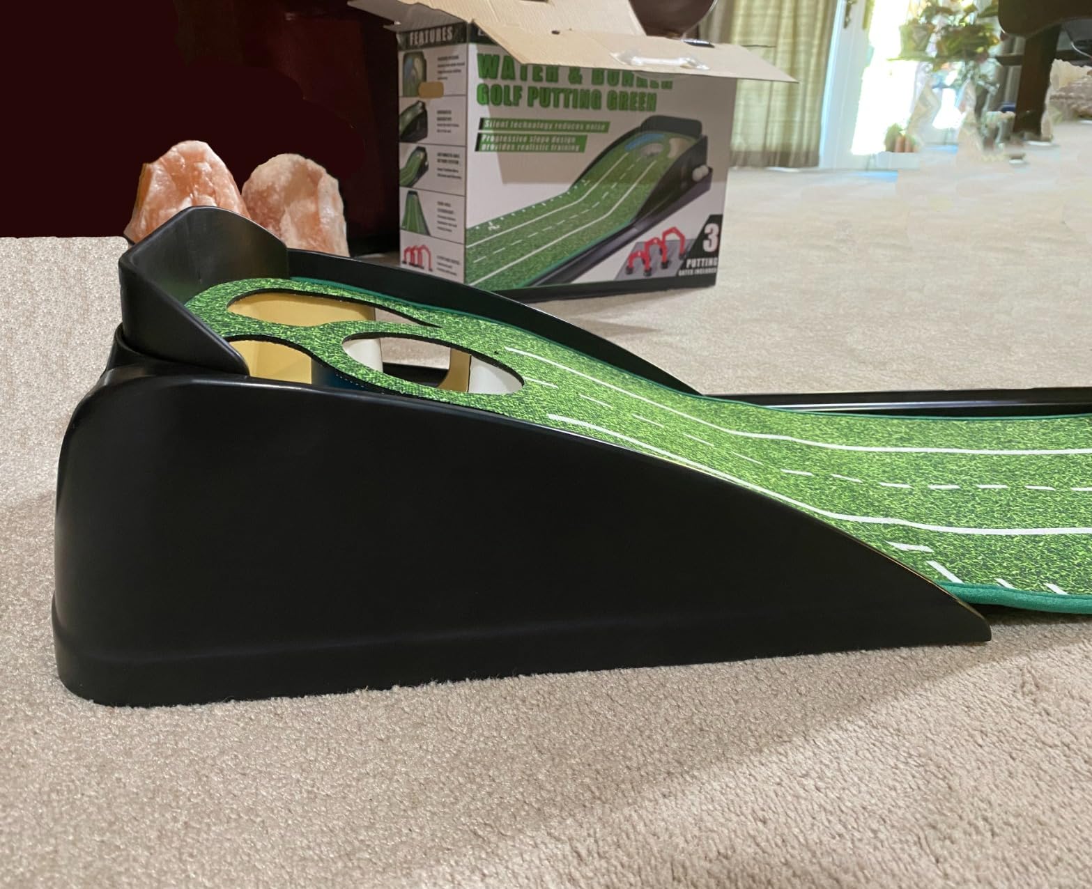 CHAMPKEY Water & Bunker Hazard Golf Putting Green Come with Gates and Mirror - Progressive Slope Tech and Noise Reduction Tech Golf Putting Mat customer photo 2