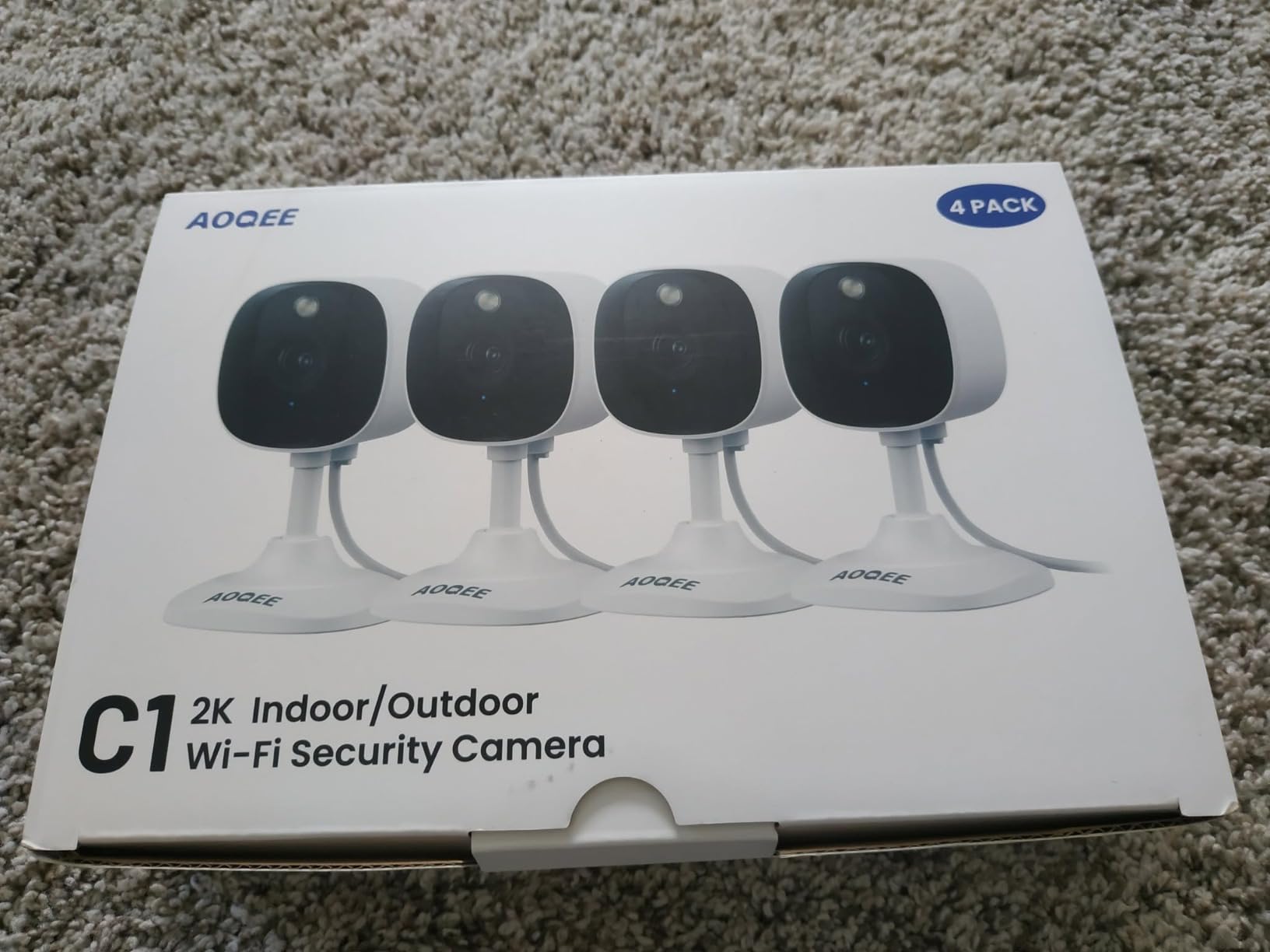AOQEE 2K Cameras for Home Security, Indoor/Outdoor, Full Color, C1 2Pack | 2.4G Wired Outdoor/Indoor Camera for Dog/Cat/Pet/Baby, Color Night Vision, Home Security with White Light, 24/7 TF Recording customer photo 2