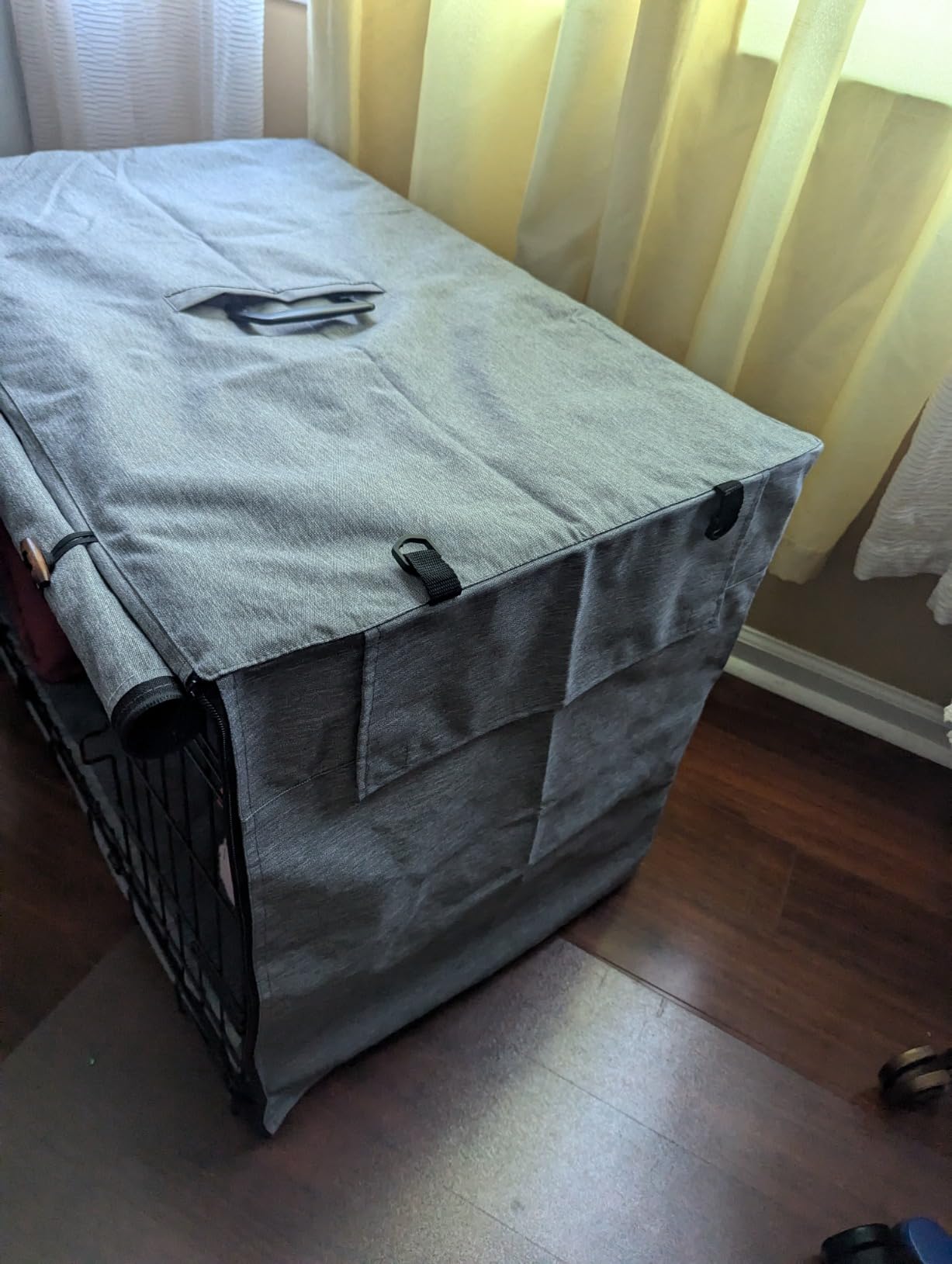 Dog Crate Cover 36 in,Waterproof 600D Oxford Gray,Calming Anxiety Privacy customer photo 1
