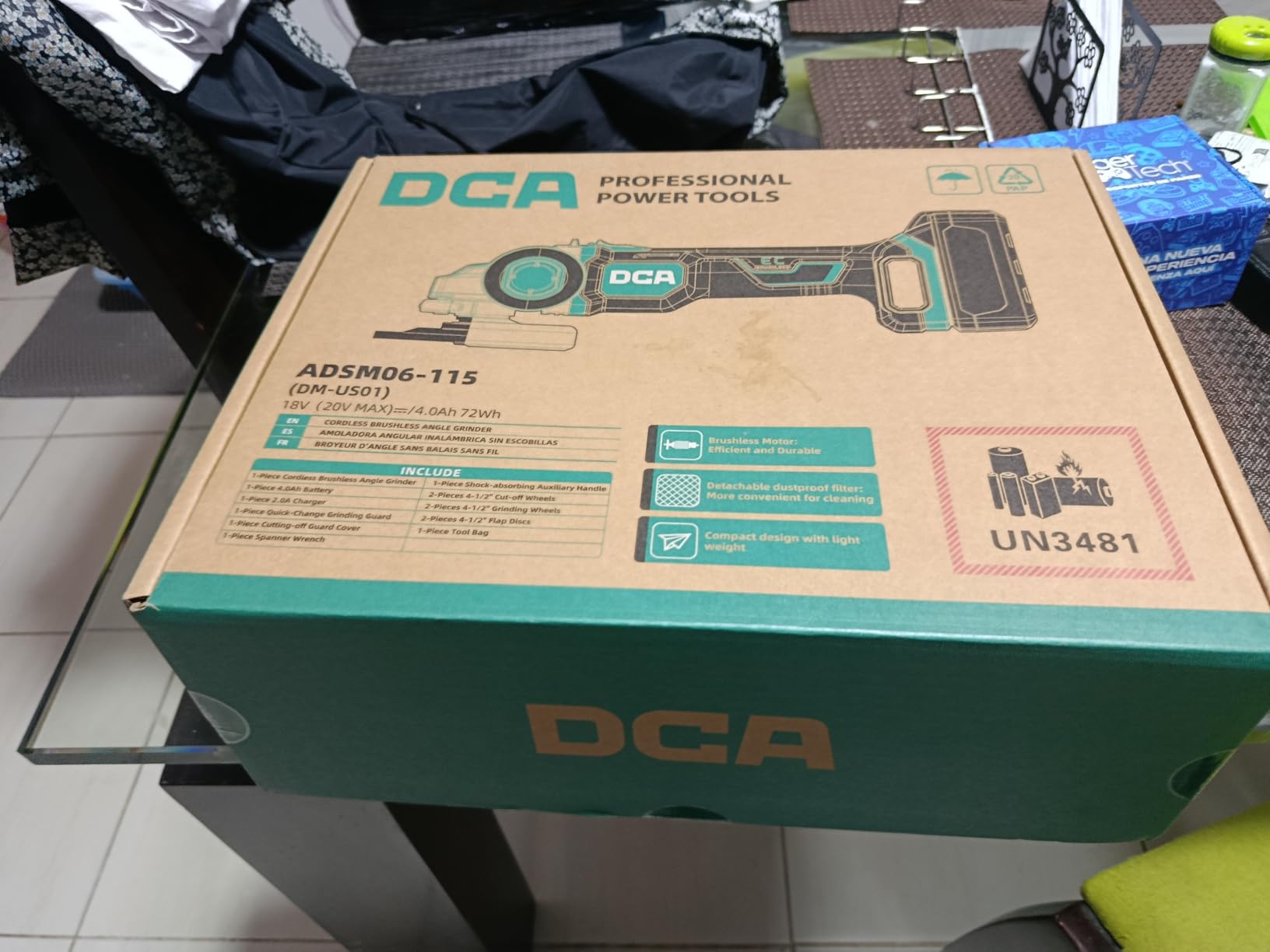 DCA Cordless Angle Grinder 4-1/2 inch, 20V Brushless Motor 8500RPM, Battery Grinder Tool-Free Guard, 4.0Ah Battery & Charger, Power Electric Cut Off Tool with 6 Discs for Cutting, Grinding, Polishing customer photo 2