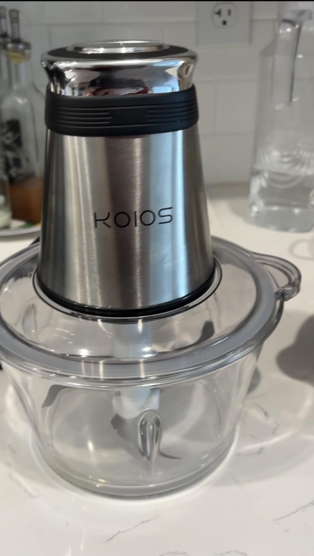 KOIOS Food Processor, 500W Electric Food Chopper with 2 Bowls (8 Cup+8 Cup) & 2 Bi-Level Blades&, Small Electric Grinder Meat Processor for Nuts, Meat, Onion, Garlic, Baby Food, Black customer photo 2