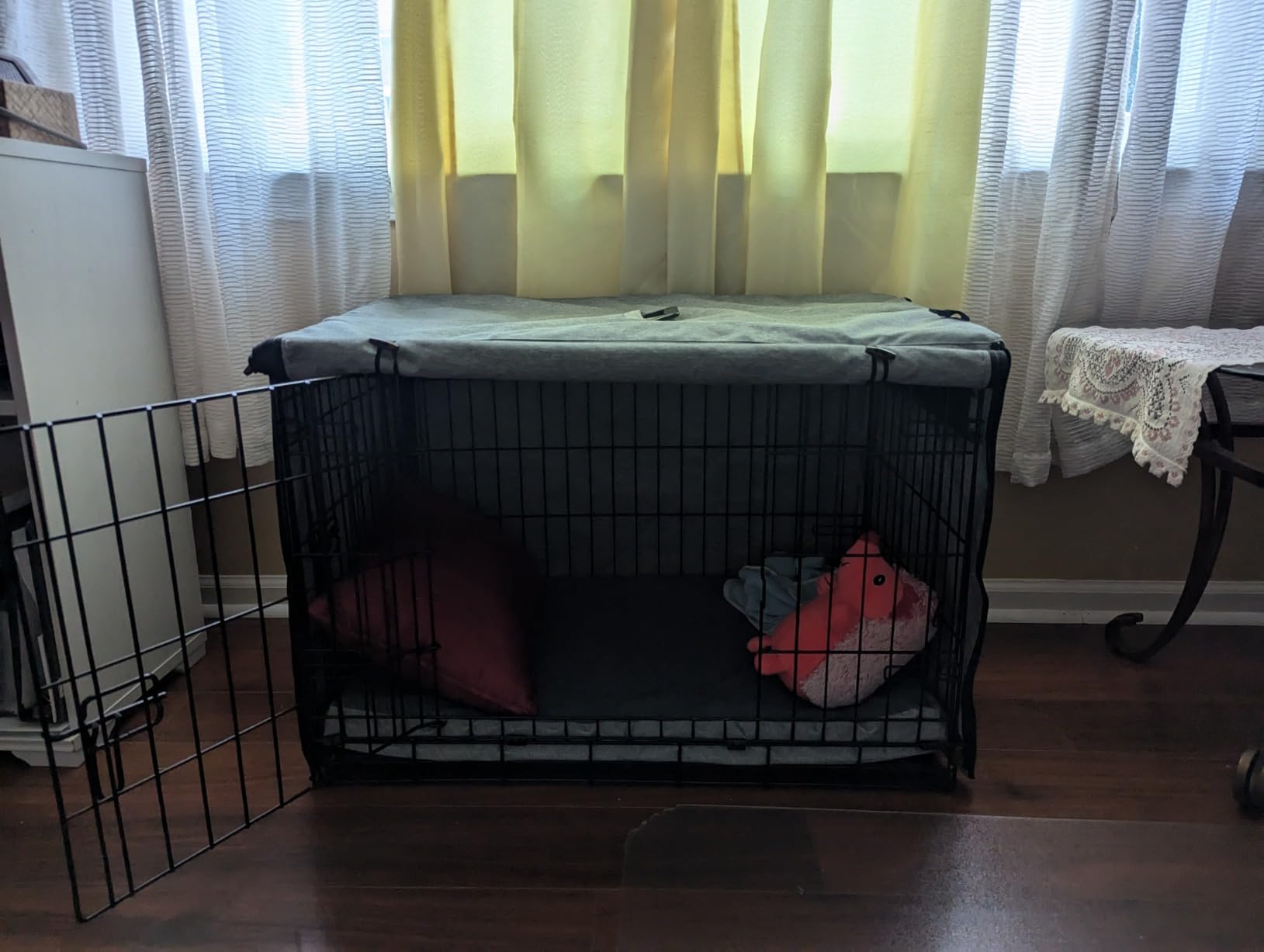 Dog Crate Cover 30 in,Waterproof 600D Oxford Gray,Calming Anxiety Privacy customer photo 2