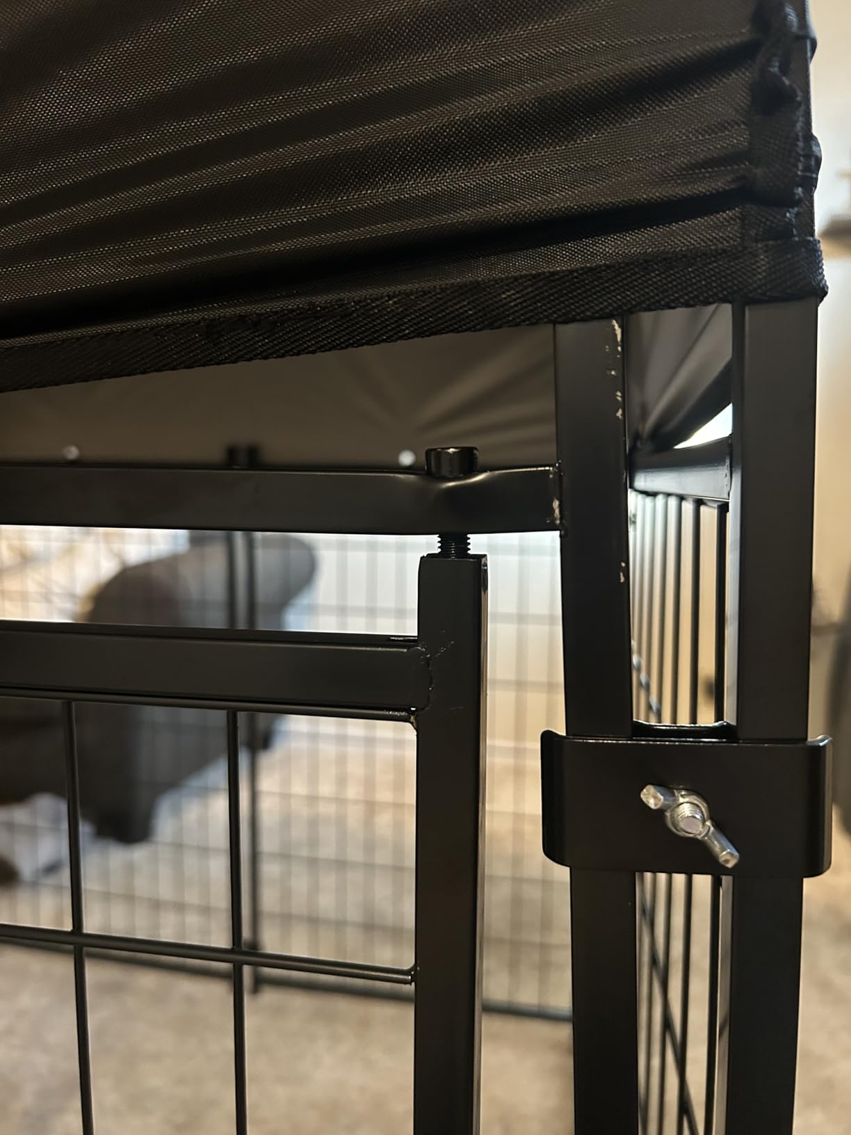Sino Luban 2PCS Outdoor Dog Kennel Outside Run with Doggy Door, Swivel Feeder&Roof - 8x4x6FT Large Dog Kennels Pens Outside for Large Dogs Breed - Heavy Duty Cage (Can Connect to Your Dog House) customer photo 2
