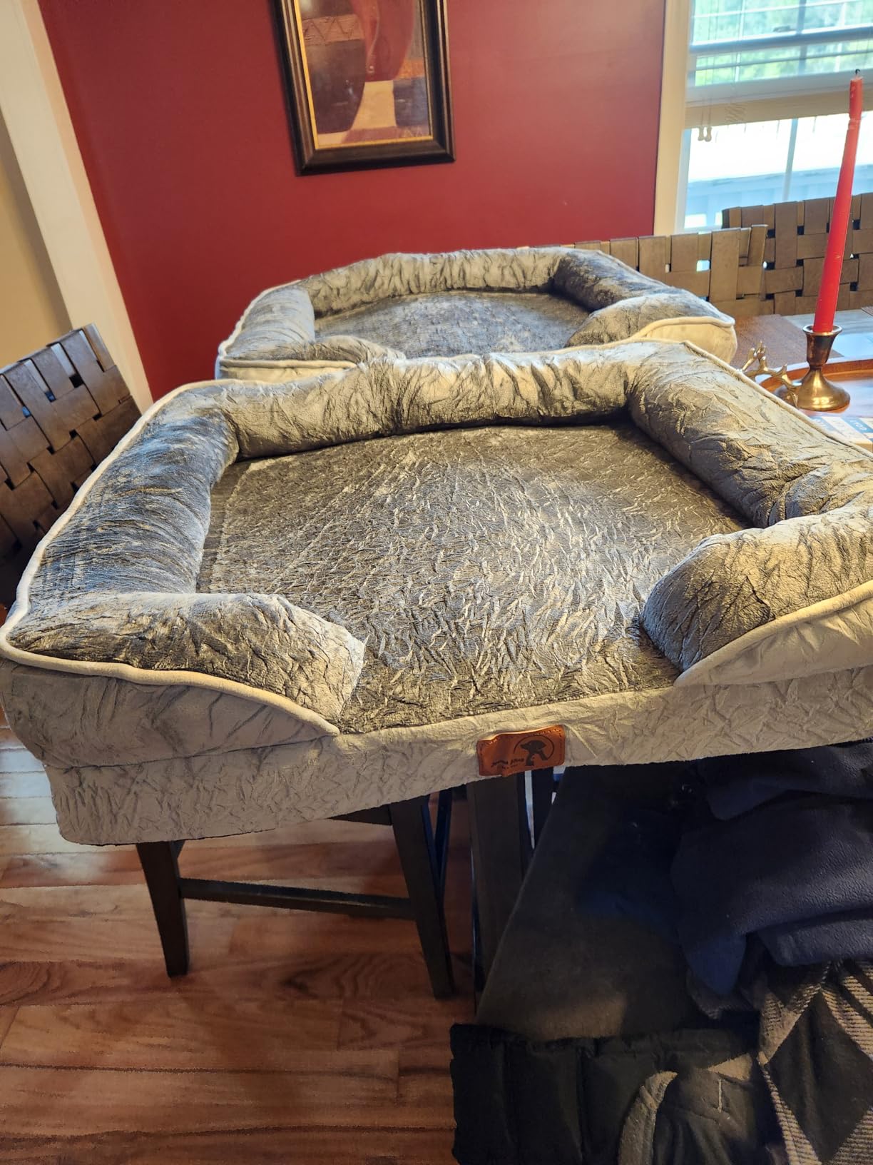 Spotted Play Orthopedic Dog Bed with Sides - Dog Sofa Beds for Medium Dogs, Supportive Foam Pet Couch Bed with Washable Removable Cover, Waterproof Lining and Non-Slip Bottom, Grey - M customer photo 1