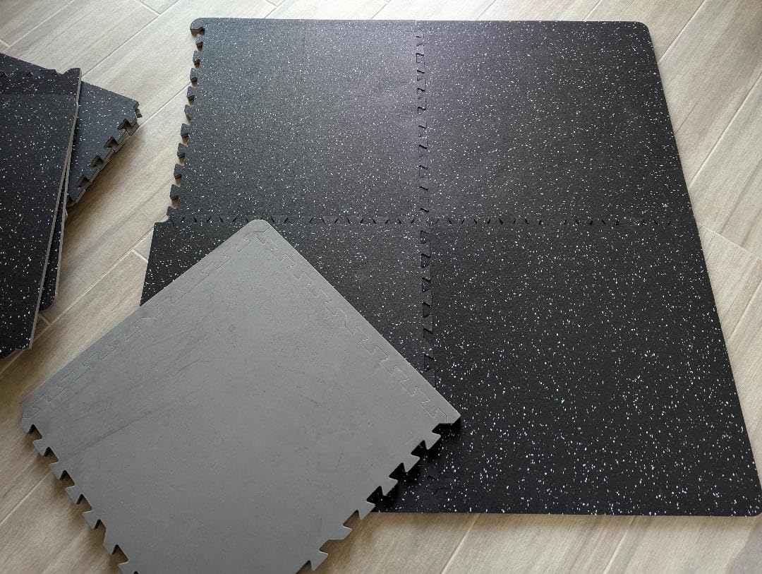 HAPBEAR 0.56'' Thick 12 Pcs 48 Sq Ft Exercise Equipment Mats - High-Density Rubber Top EVA Foam Interlocking Mats, 24x24in Tiles, Heavy-Duty Treadmill Mat for Hardwood Floors, Home Gym Mat customer photo 2