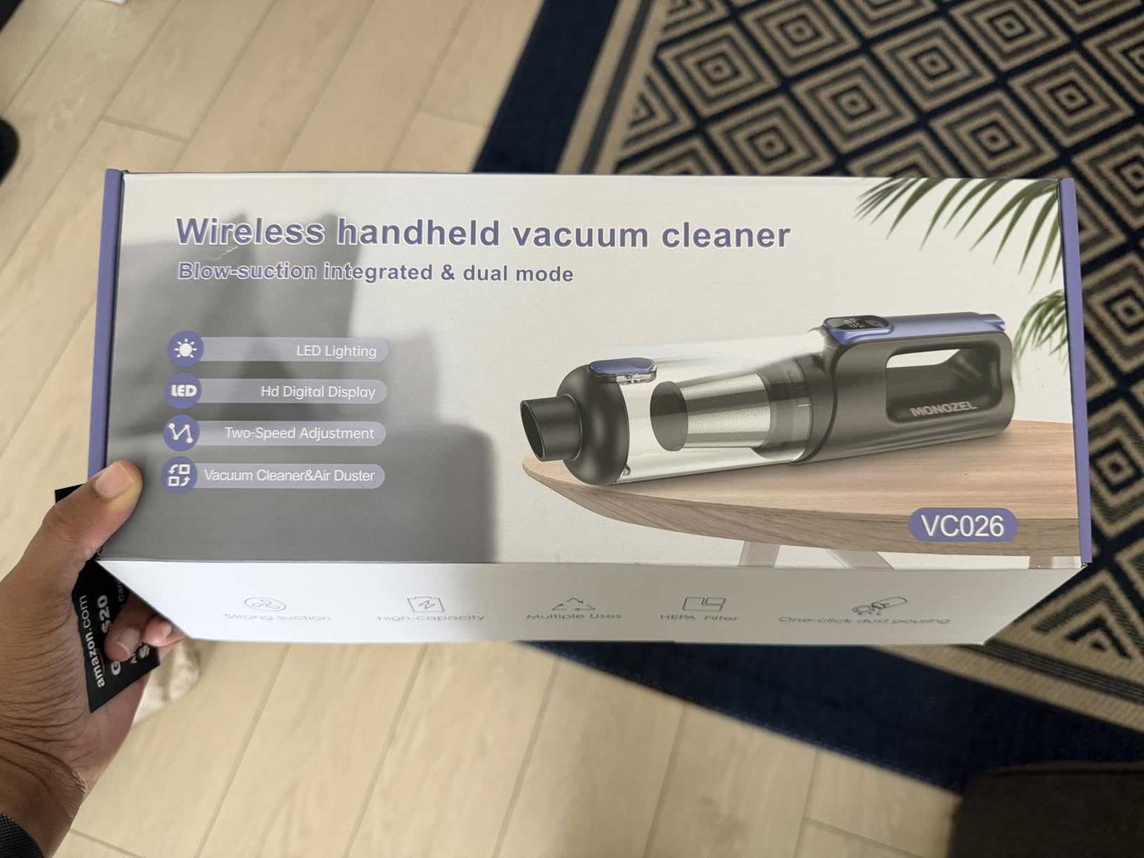 MONOZEL Car Vacuum Portable Cordless, 18000Pa 2 in 1 Vacuum Cleaner&Air Duster, 130W Brushless Motor Handheld Vacuum Cordless with 7800mAh Battery, LED Light, Multi-Nozzles for Car, Home, Office, Pet customer photo 1