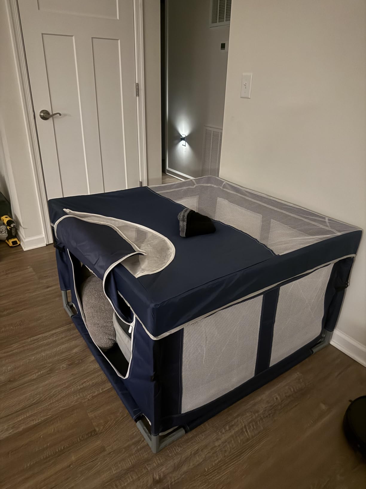 XVISHX 42x42 Inch Puppy Playpen with Cover, Dog Playpen for Puppies or Small Dogs, Pet Playpen for Indoor & Outdoor, Sturdy DogPen with Thickened Fabric, High-Strength Nylon Wire Mesh, Bluish Green customer photo 1