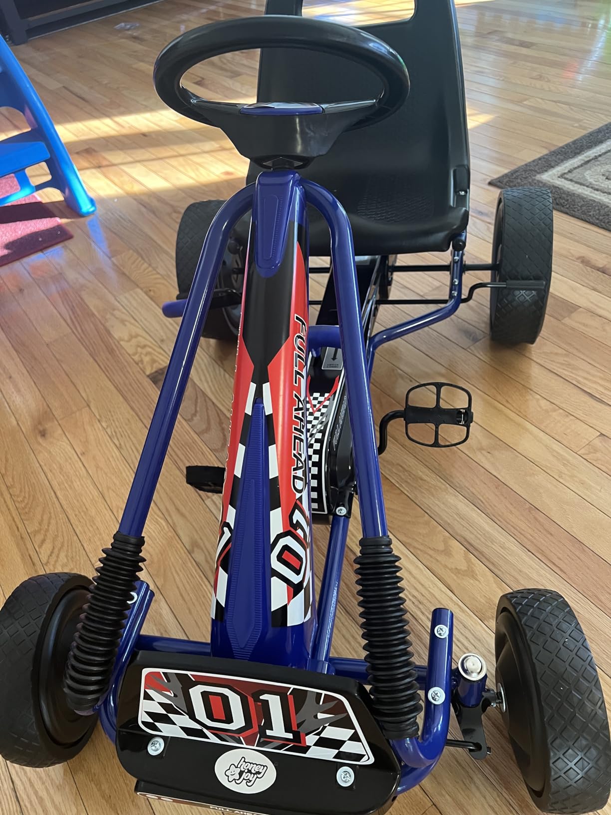 HOMGX Pedal Go Kart, Outdoor Kids Off-Road Go Kart with 2-Position Adjustable Bucket Seat, 2 Safety Brakes, EVA Rubber Tires, Pedal Powered Ride On Kart for Boys & Girls 3-5 (Pink) customer photo 1