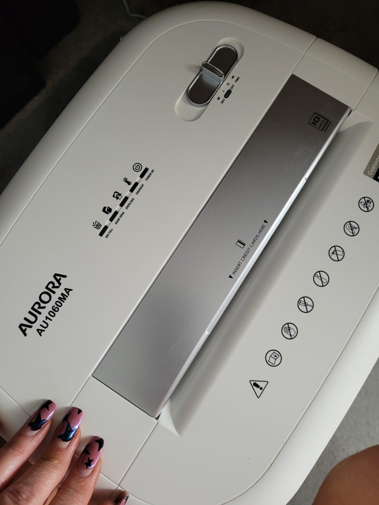 Aurora AU1275MB High-Security 12-Sheet Micro-Cut Paper and CD/Credit Card Shredder/ 5.7-Gallon Pullout Basket/60 Minutes Run Time customer photo 2