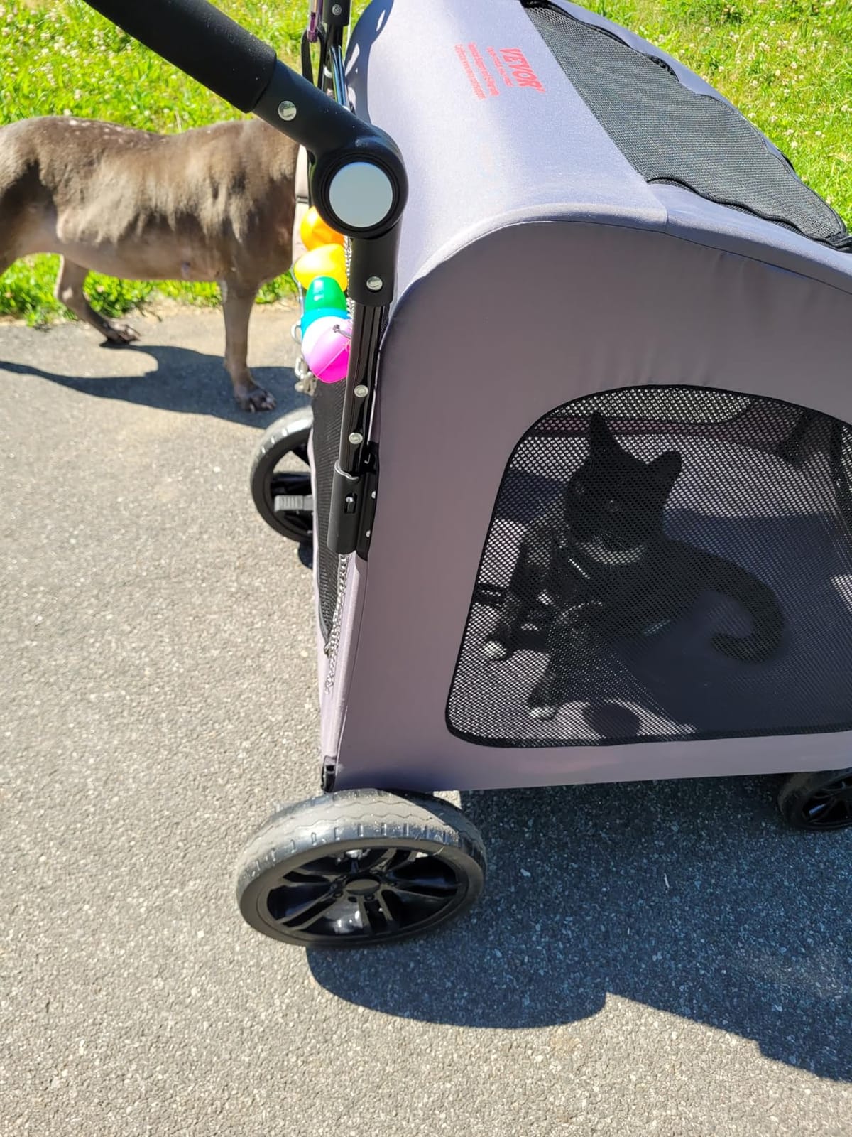 VEVOR Pet Stroller, 4 Wheels Dog Carrier with Brakes, 160lbs Weight Capacity, Portable Puppy Travel Strollers with Breathable Mesh Windows & Height-Adjustable, for Cats & Dogs customer photo 2