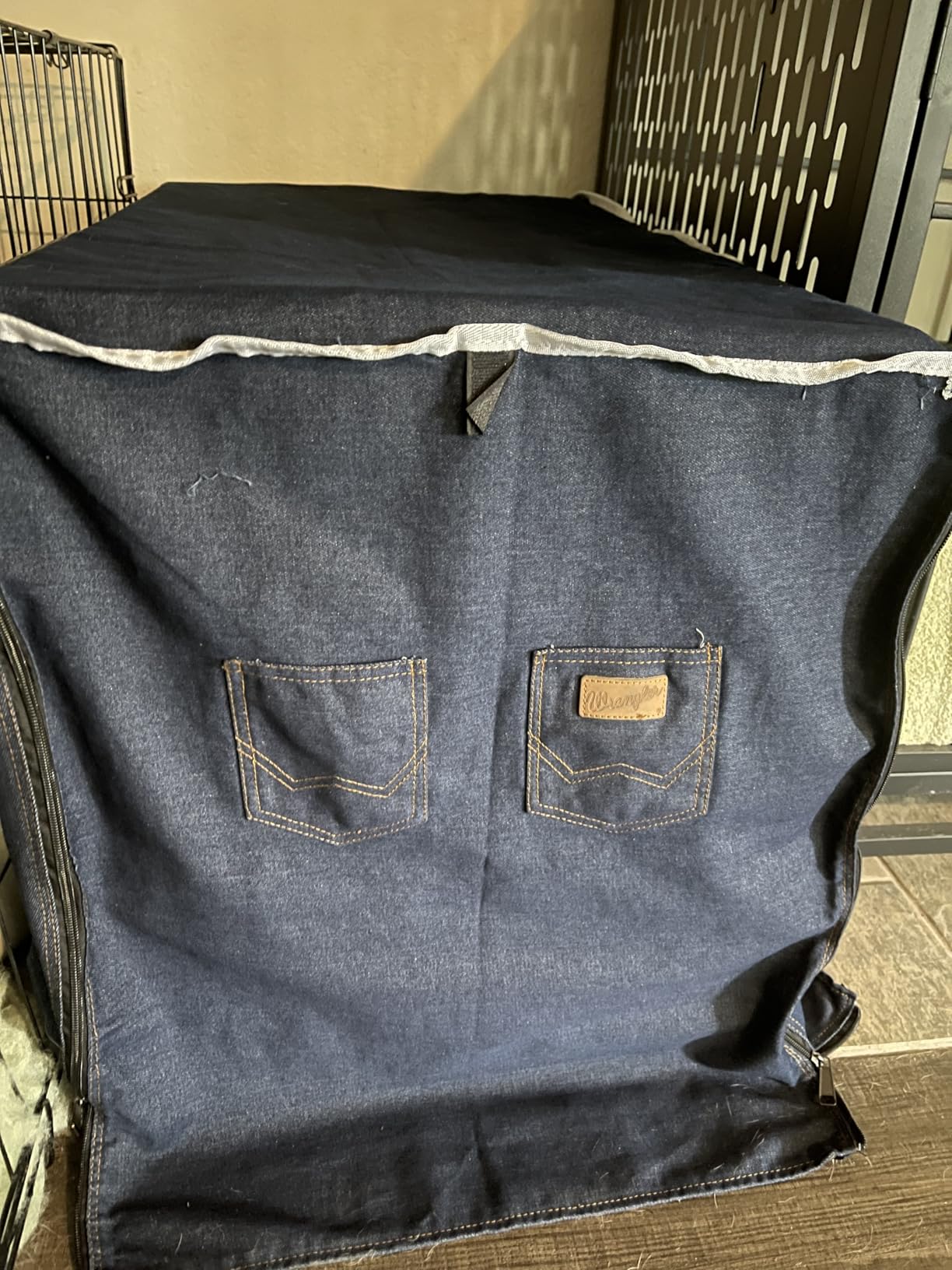 Wrangler Denim Dog Crate Cover for Large Dogs (XXL) customer photo 1
