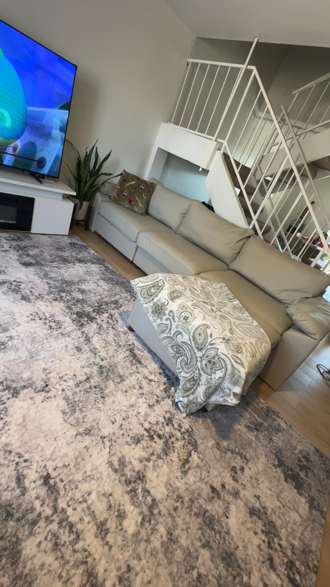 EASE MOOSE Leather Sectional Couch, L Shaped Deep Seat Modern Sofa, Beige customer photo 2