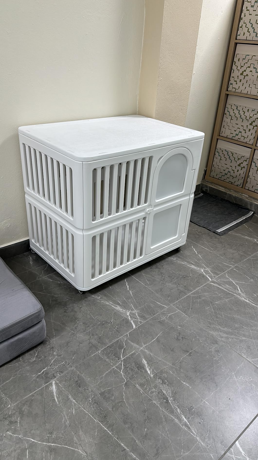 Plastic Dog Crate with Wheels, Single Door Indoor Outdoor Dog Kennel with Clear Acrylic Window, Ventilated, Easy Clean & Easy Assemble Pet Cage for Small/Medium Dogs customer photo 1