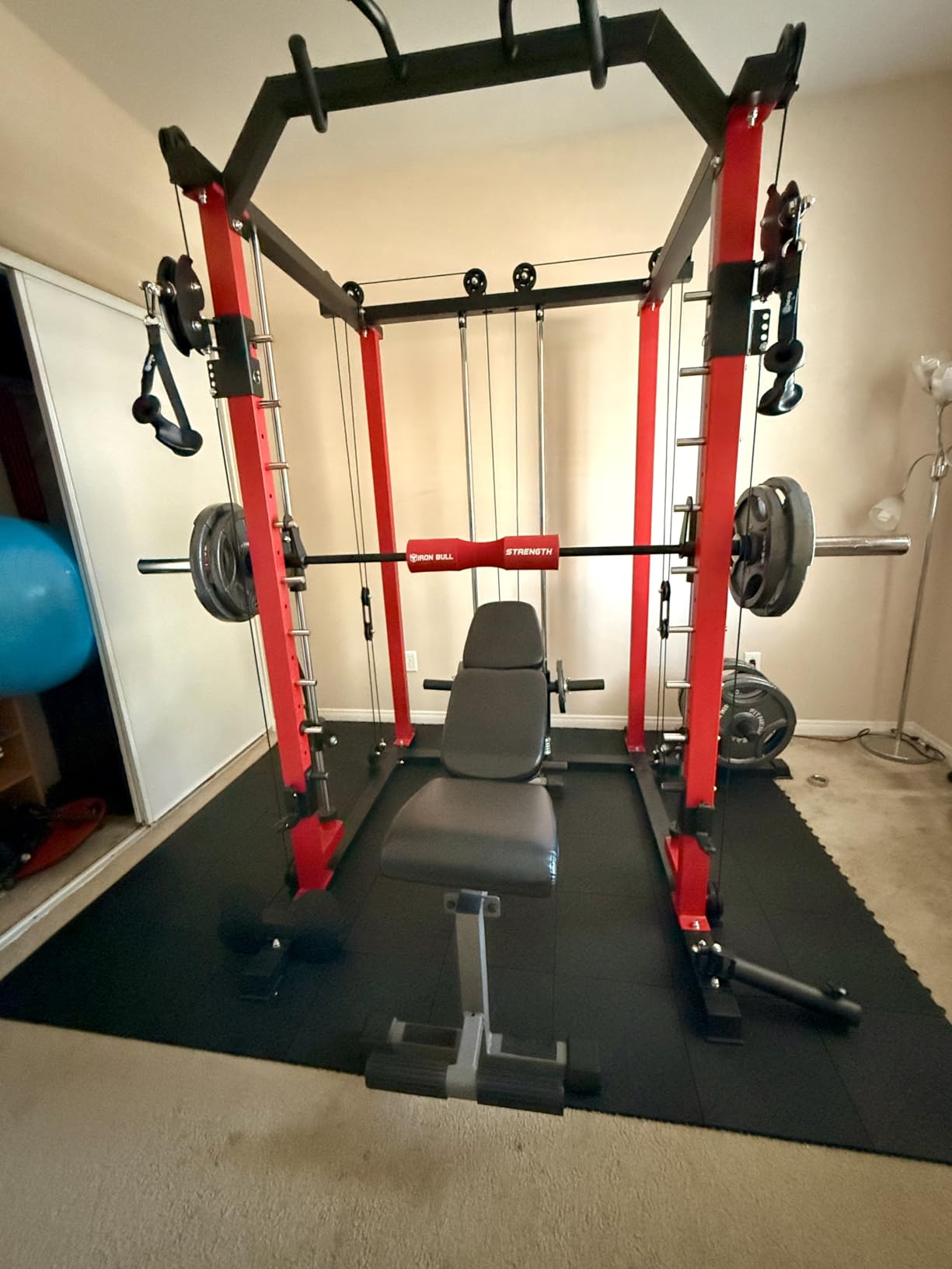 JELENS M21 Smith Machine, Multi-Function Power Cage with Dual Pulley Cable Crossover System, 2000LBS All-in-One Squat Rack with Smith Bar and Attachments customer photo 2