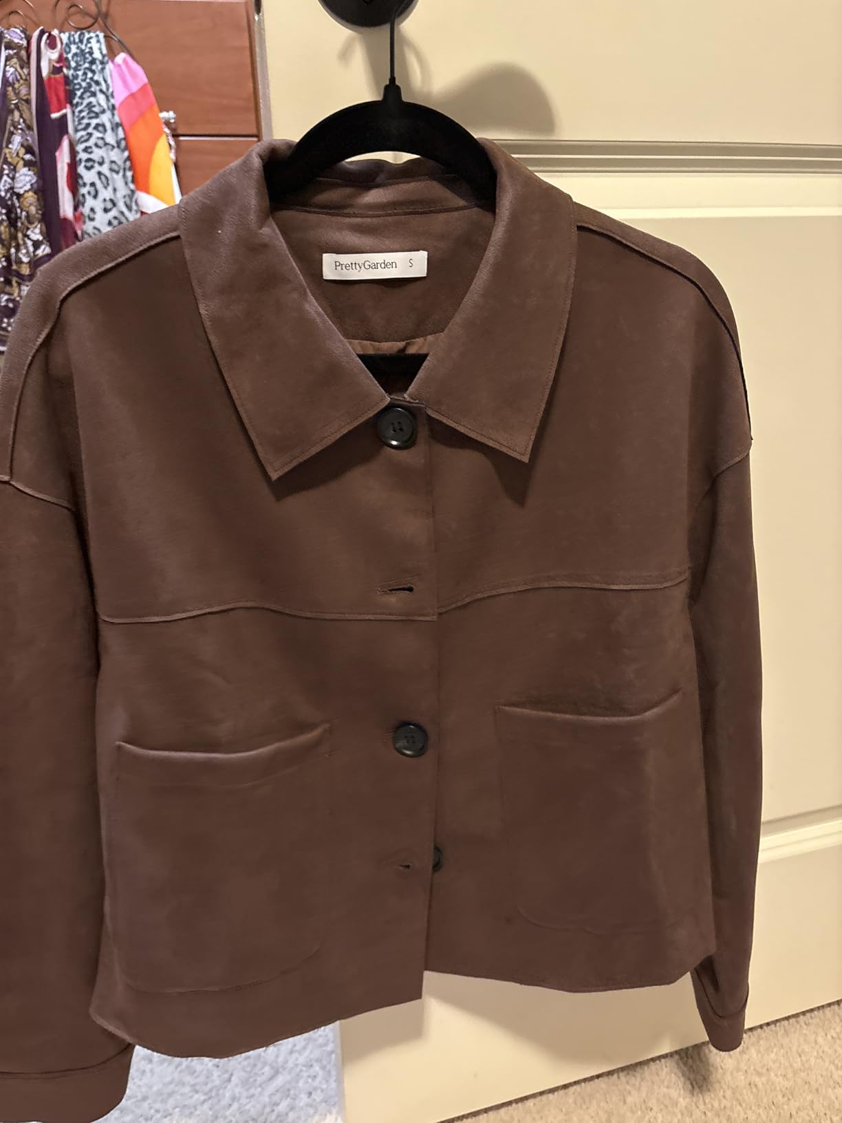 PRETTYGARDEN Women's Faux Suede Lightweight Cropped Jacket customer photo 2