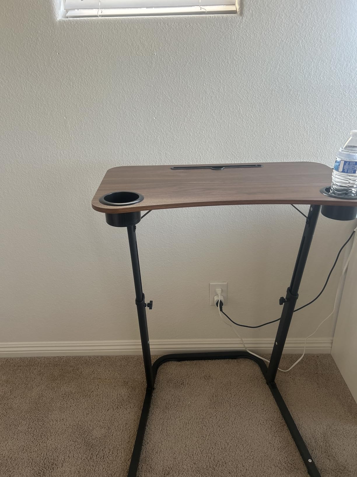 Treadmill Desk, Small Standing Desk for Walking Pad, 30-47 Inch Adjustable Height Walking Pad Stand for Treadmill, Portable Standing Table for Bike and Home Office Work - Brown customer photo 2