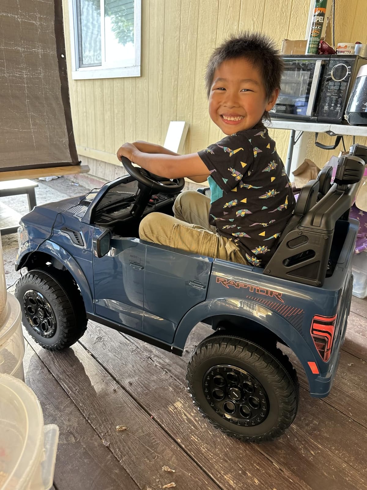 First Ride On 24V Kids Ride On Truck, Licensed Ford F-150 Raptor 2 Seater Electric Car w/Remote Control, Kids Ride On Car Toys w/LED Lights, Bluetooth, Music, Truck Bed Storage, Soft Start (White) customer photo 1