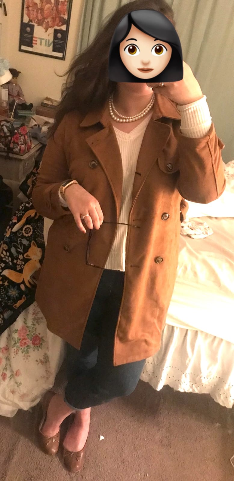 Allegra K Women's Faux Suede Trench Coat Double Breasted Jacket with Belt customer photo 2