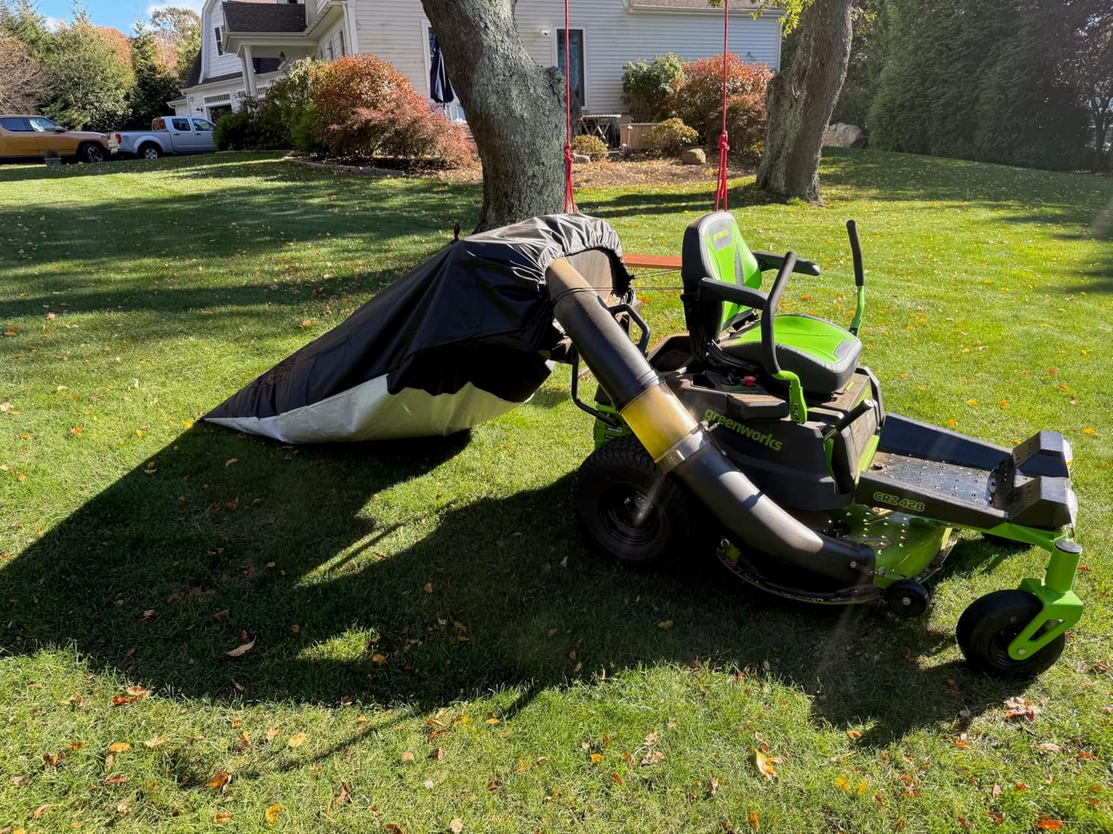 Upgrated 92.5''x53.2'' Large Lawn Tractor Leaf Bag Stitched with Tarp customer photo 1