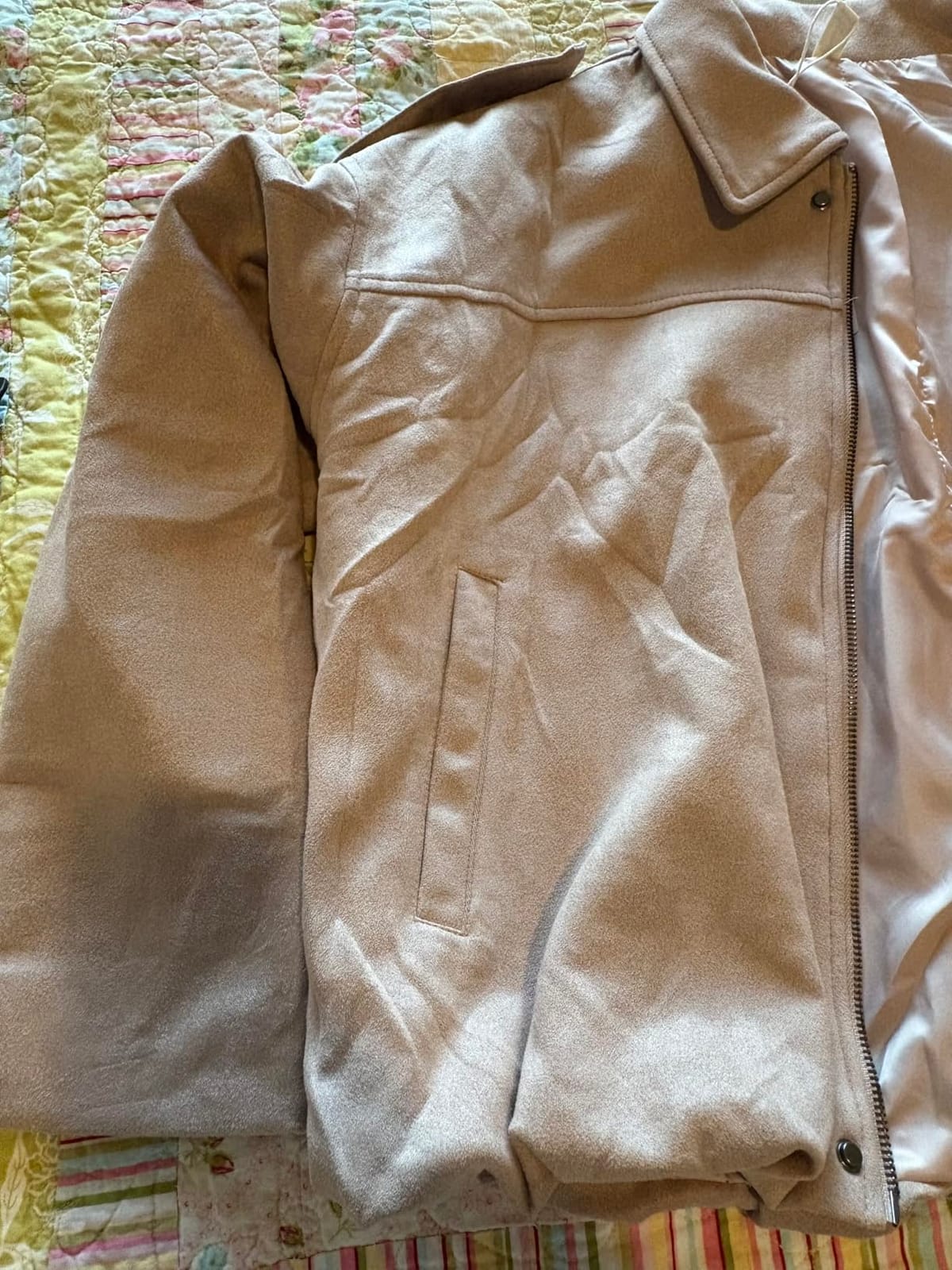 EVALESS Faux Suede Jackets for Women Fall outfits Cute Cropped Bomber Coat customer photo 2
