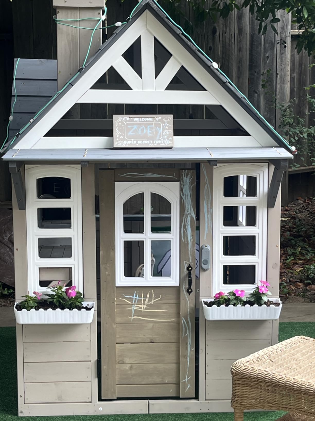 Kids Outdoor Playhouse with Play Kitchen, Ages 3-8, Fits 2-4 Kids customer photo 2