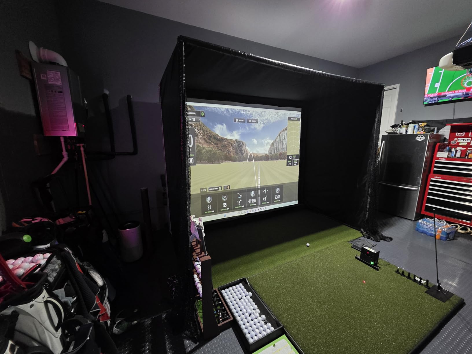 Golf Simulator Enclosure Kit with Premium HD Impact Screen, Full Safety Padding &Blackout Curtain, Home Golf Sim Setup Launch Monitors Compatible, Indoor Cage Net Golfing Accessories customer photo 2