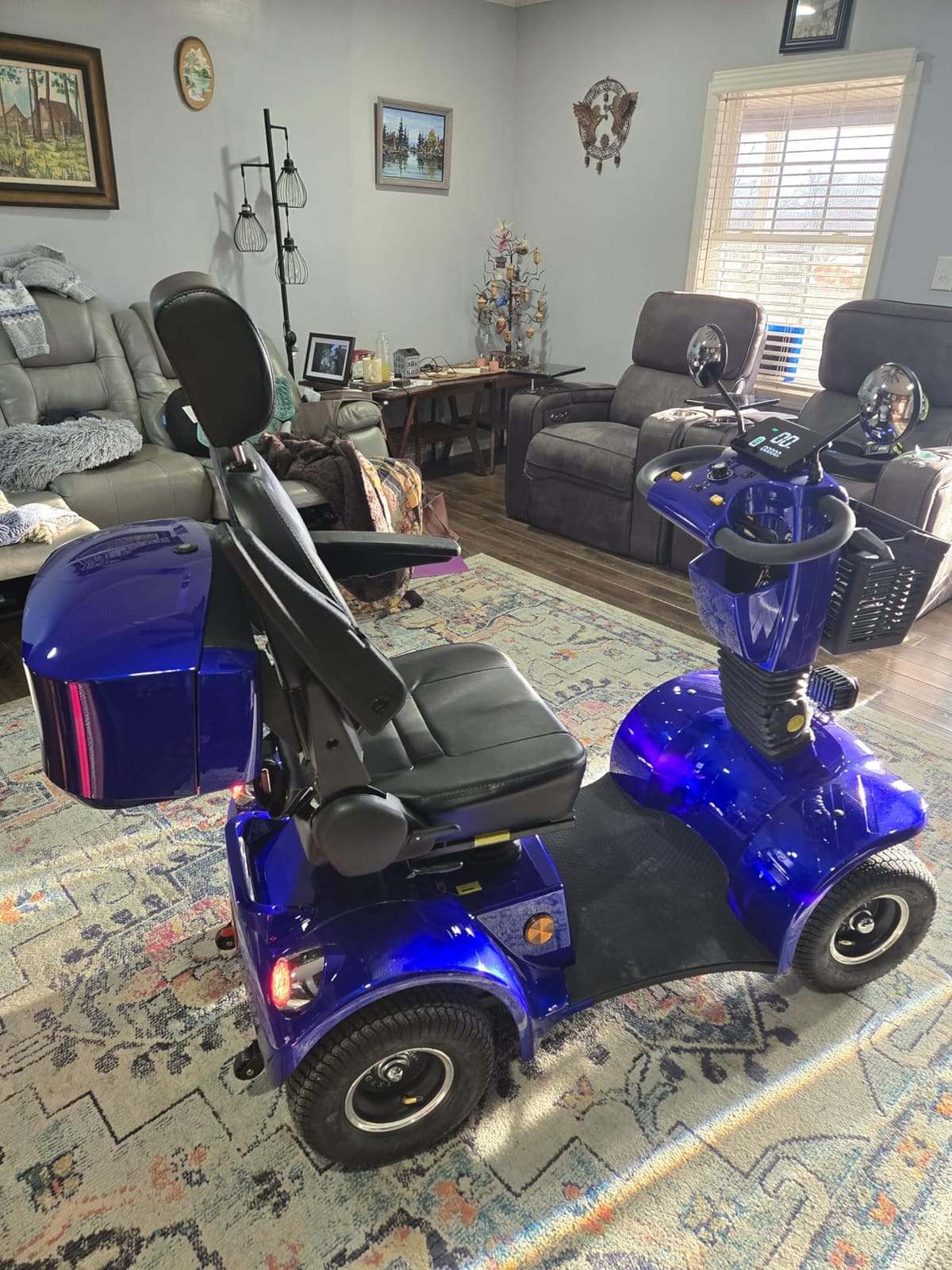 Mobility Scooters for Seniors and Adults, Heavy Duty 4-Wheel Electric Powered Mobility Cart Handicap Scooters, All-Terrain Mobility Scooter for Travel, 500W Motor, 500lbs Capacity (Purple) customer photo 1