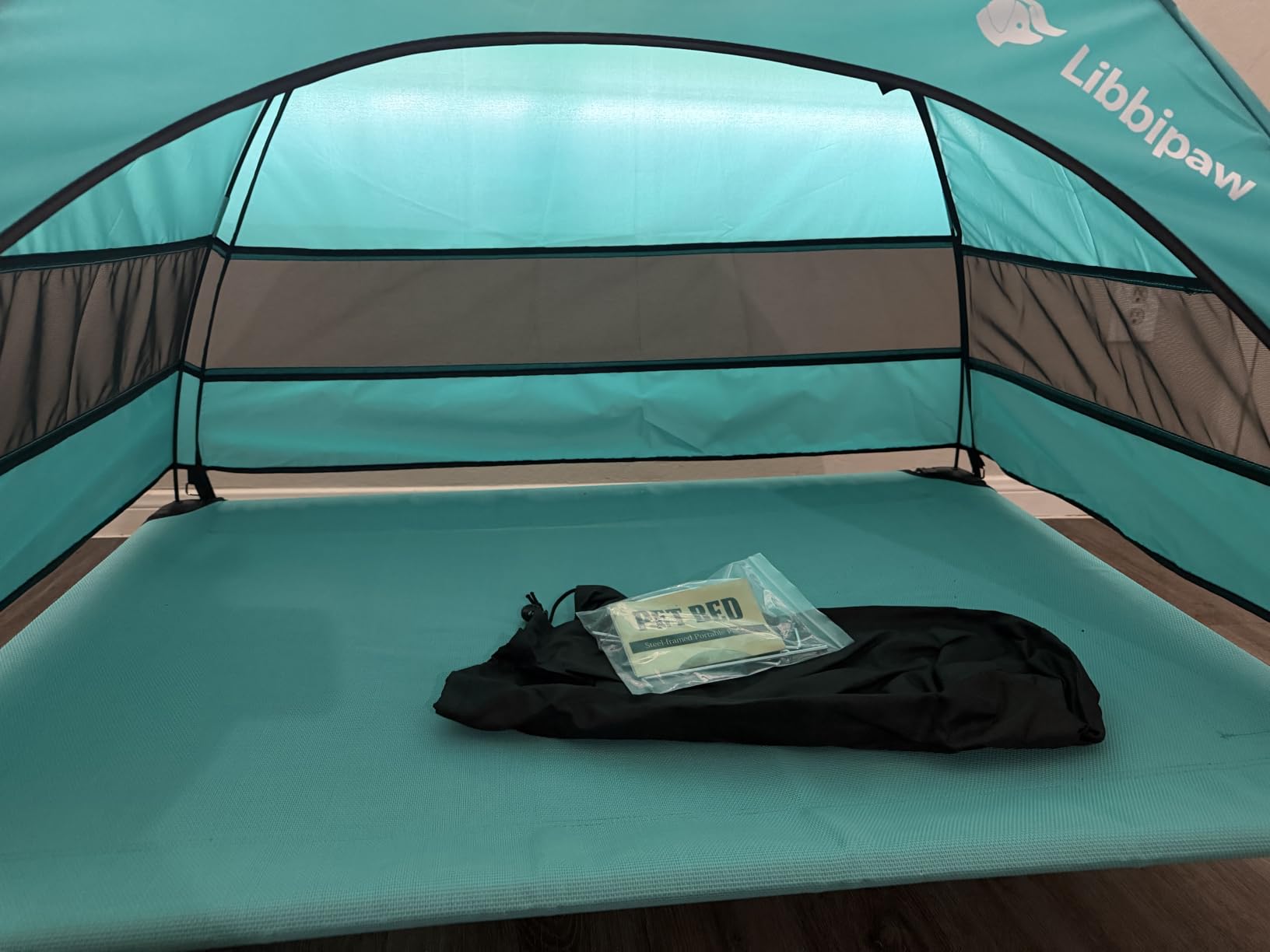 Outdoor Elevated Dog Bed with Canopy for Large Dogs, Blue, L customer photo 1