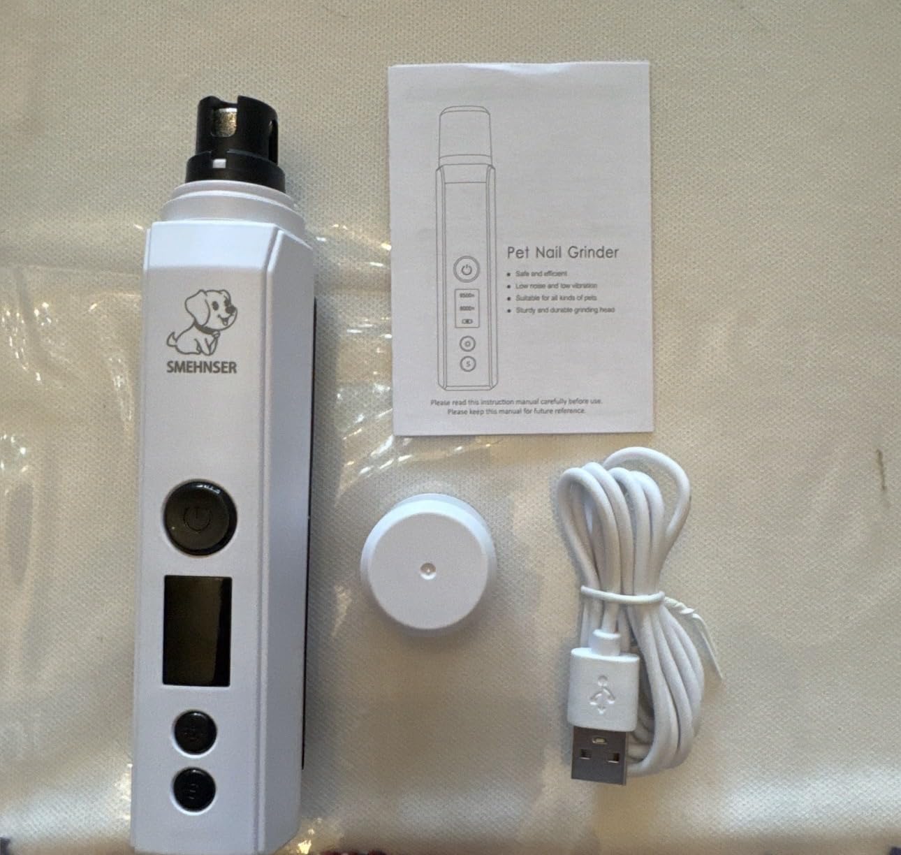 Quiet Dog Nail Grinder,2026 New Updated Quiet Electric 2-Speed Professional Pet Nail Grinder with Quick Sensor, Rechargeable Painless Trimmer for Large to Small Dogs & Cats, LED Light & Guard customer photo 1