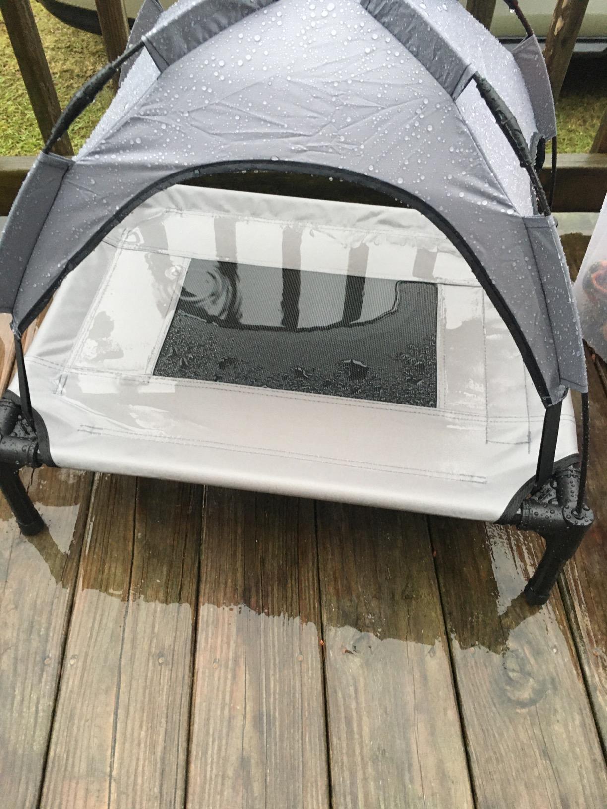 PawHut Elevated Dog Bed with Removable Canopy, Outdoor Dog Cot with UV Protection Canopy Shade, 30 inch Pet Bed for Camping, Dark Blue customer photo 1