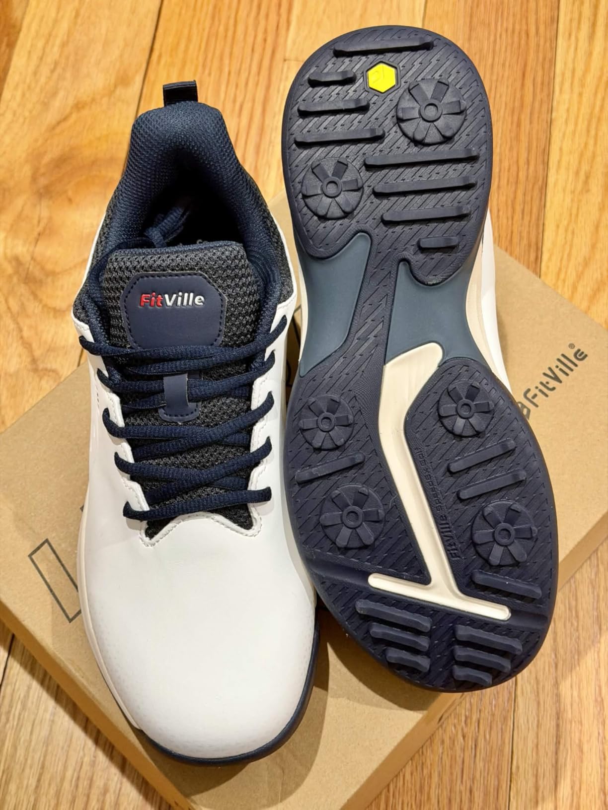 FitVille Extra Wide Men's Golf Shoes Waterproof, Professional No-Slip Spiked Golf Shoes with Arch Support customer photo 1