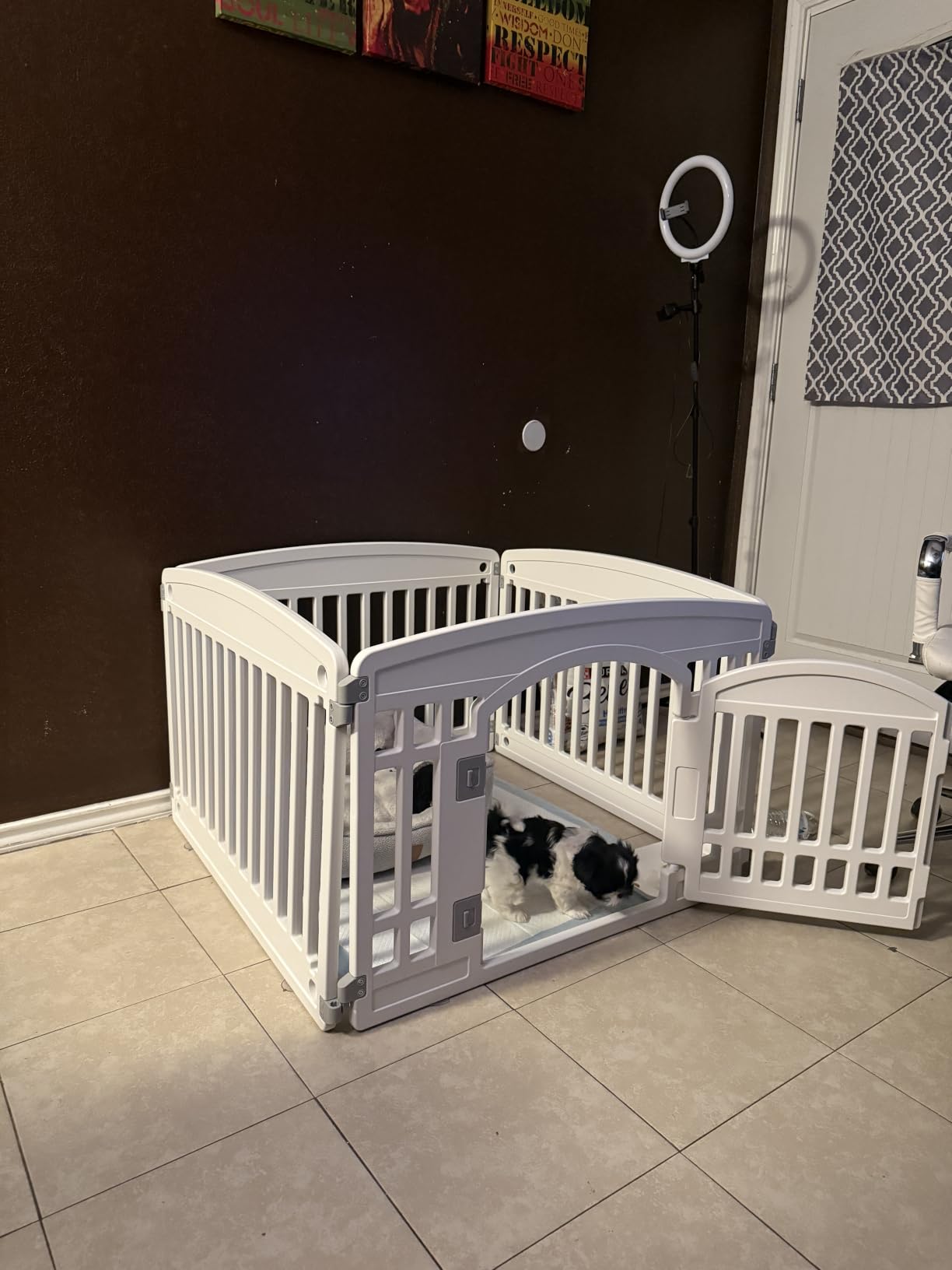 NEWBULIG Dog Playpen 6-Panel, 24IN Puppy Playpen, Stable Dog Play Pen Indoors/Outdoor with Secure Locking Door, Plastic Pet Fence for Small & Medium Dogs customer photo 1